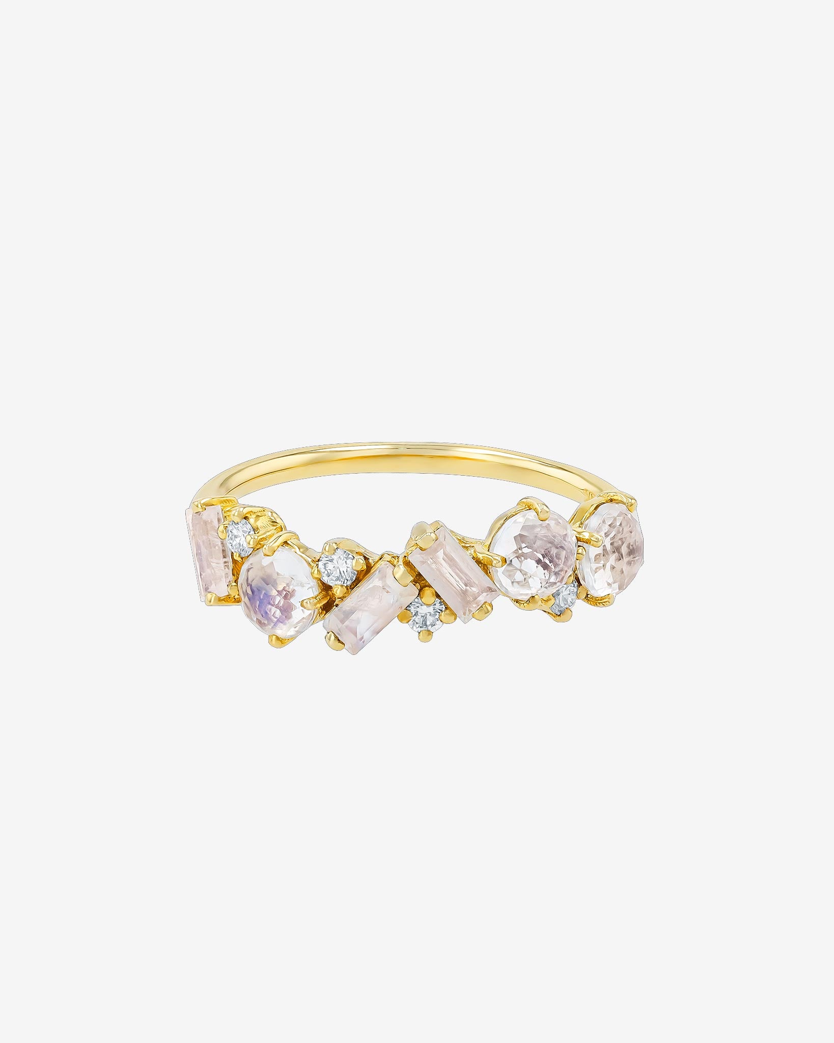 Kalan By Suzanne Kalan Amalfi Blend Rainbow Moonstone Half Band in 14k yellow gold