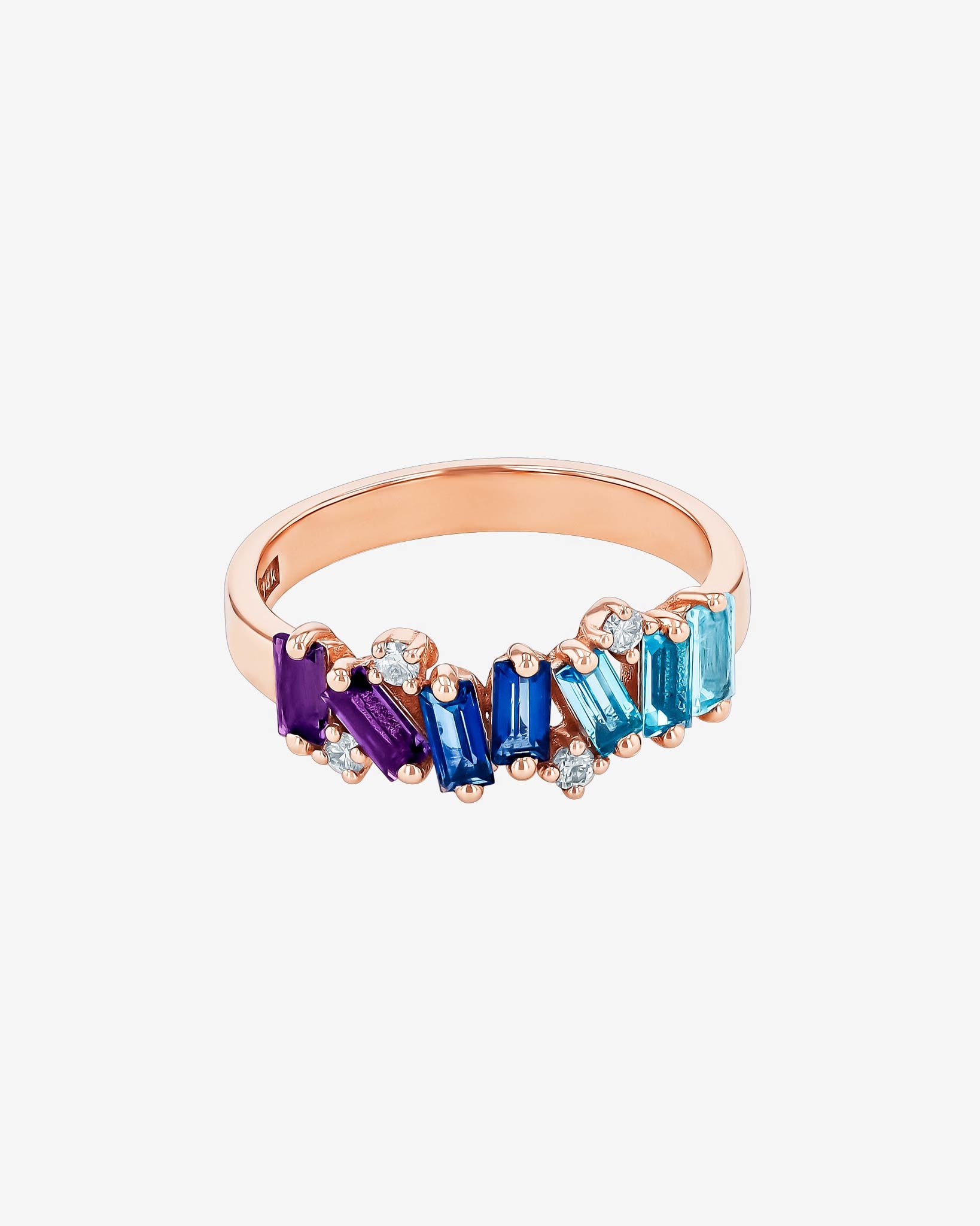 Kalan By Suzanne Kalan Amalfi Burst Blue Ombre Half Band in 14k rose gold