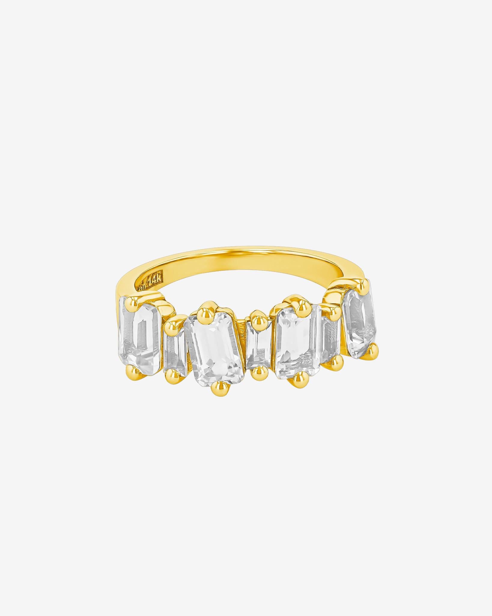 Kalan By Suzanne Kalan Ann Staggered White Topaz Half Band in 14K yellow gold
