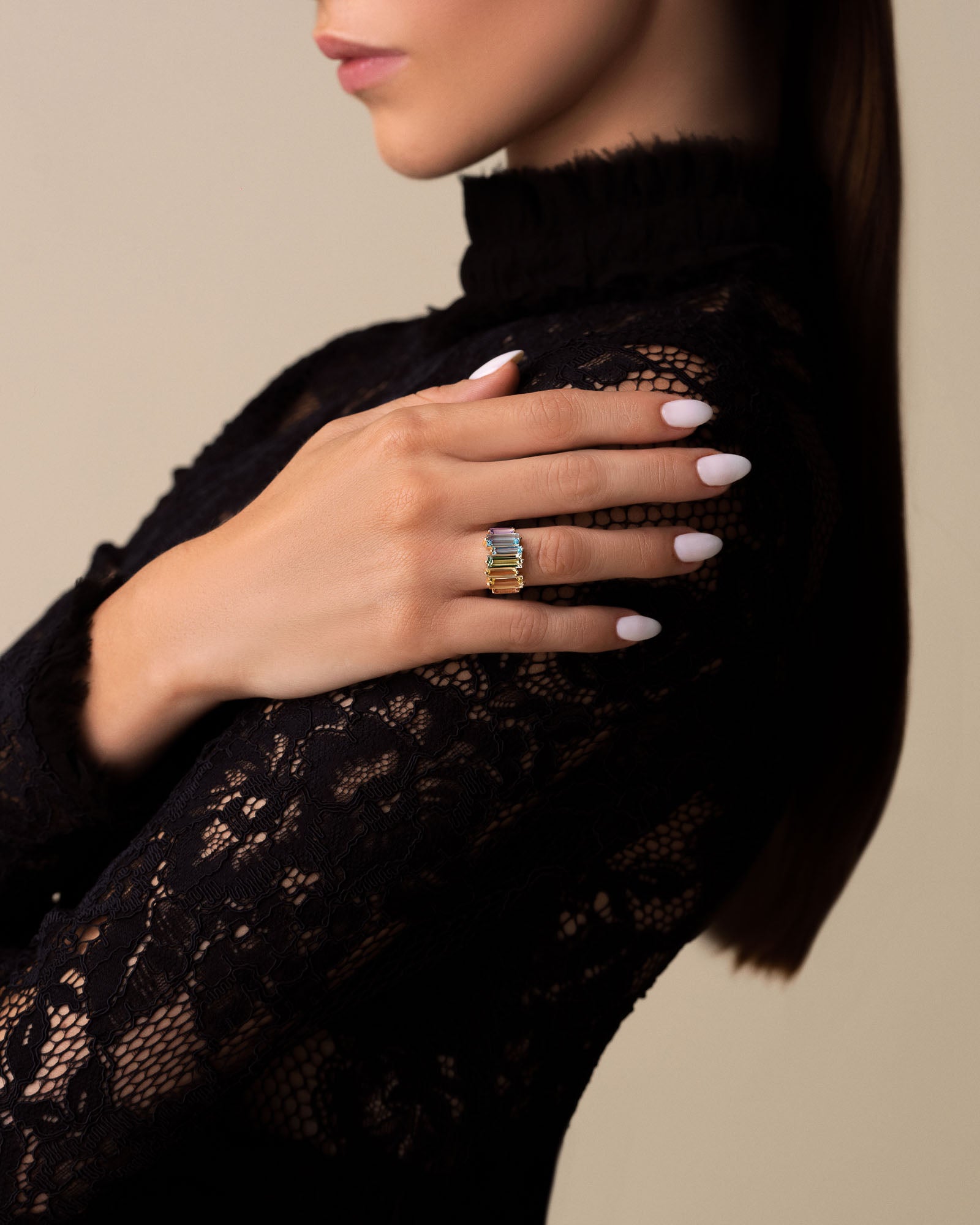 Kalan By Suzanne Kalan Amalfi Reborn Pastel Stacker Half Band in 14k yellow gold