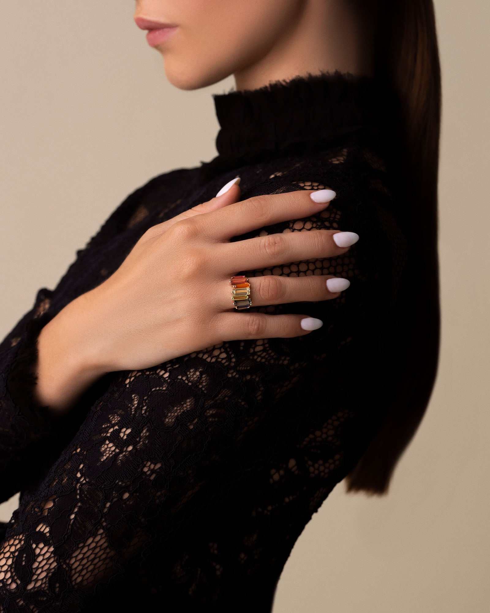 Kalan By Suzanne Kalan Amalfi Reborn Rainbow Stacker Half Band in 14k rose gold