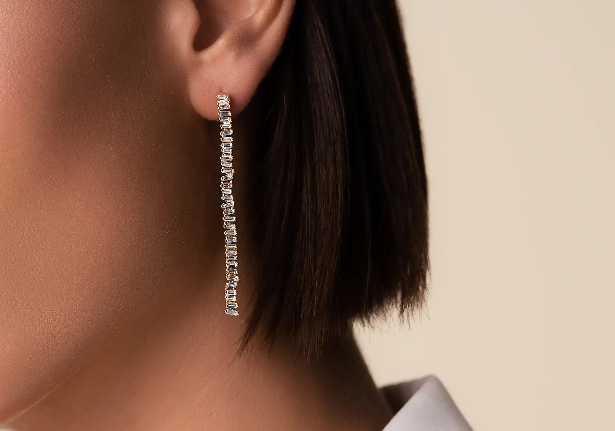 18k baguette diamond earrings