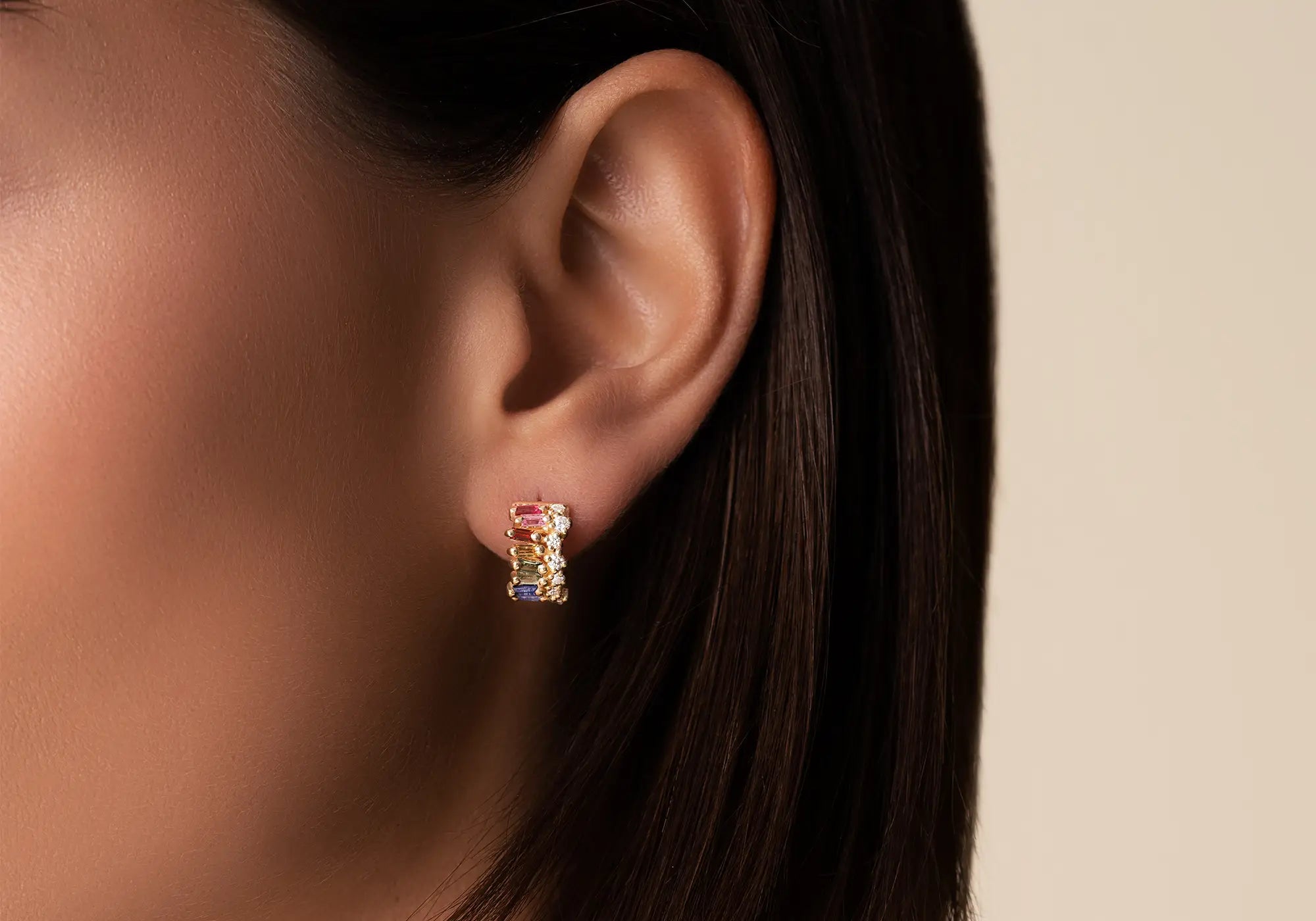 18k sapphire hoop earrings