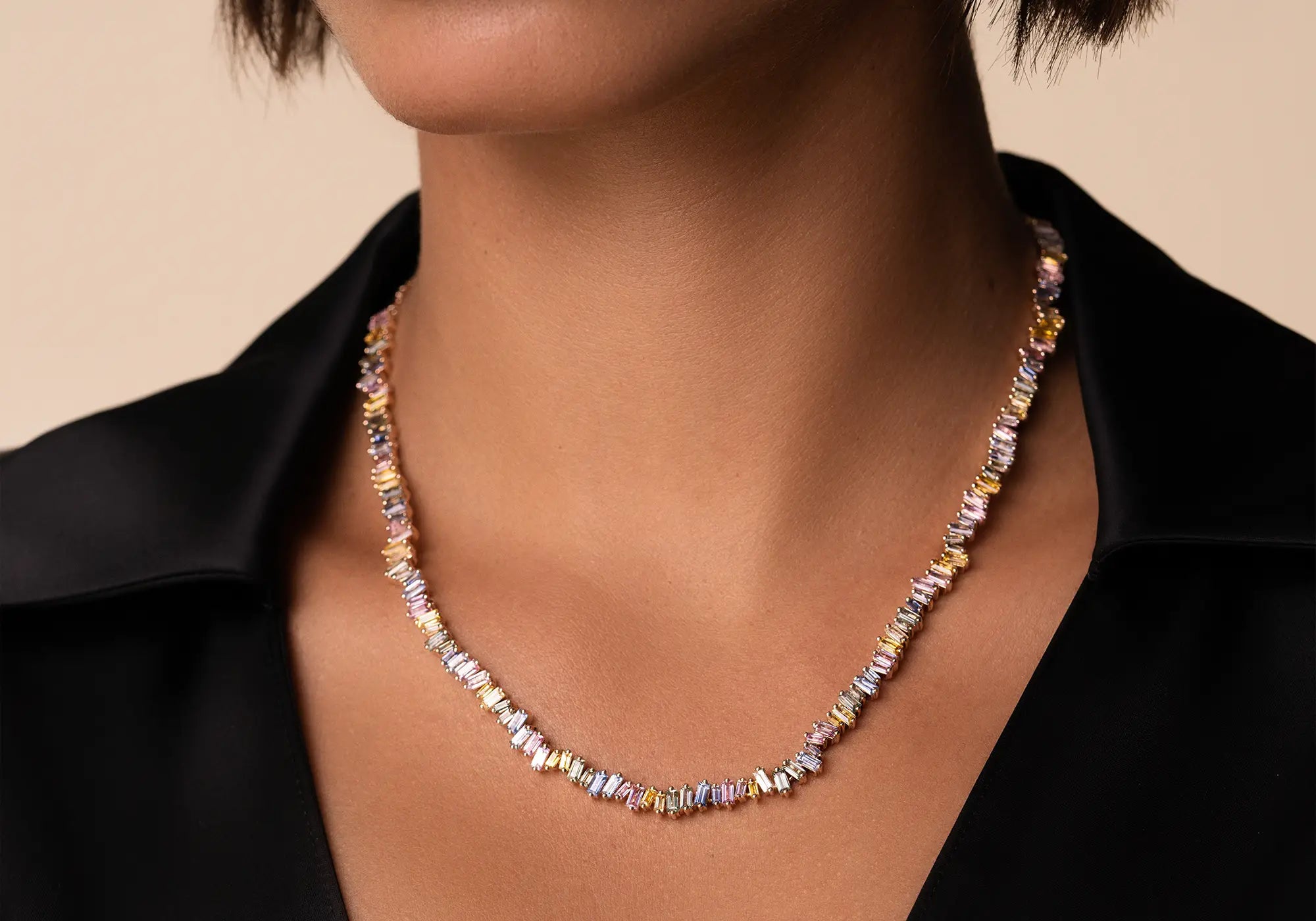 18k sapphire tennis necklace