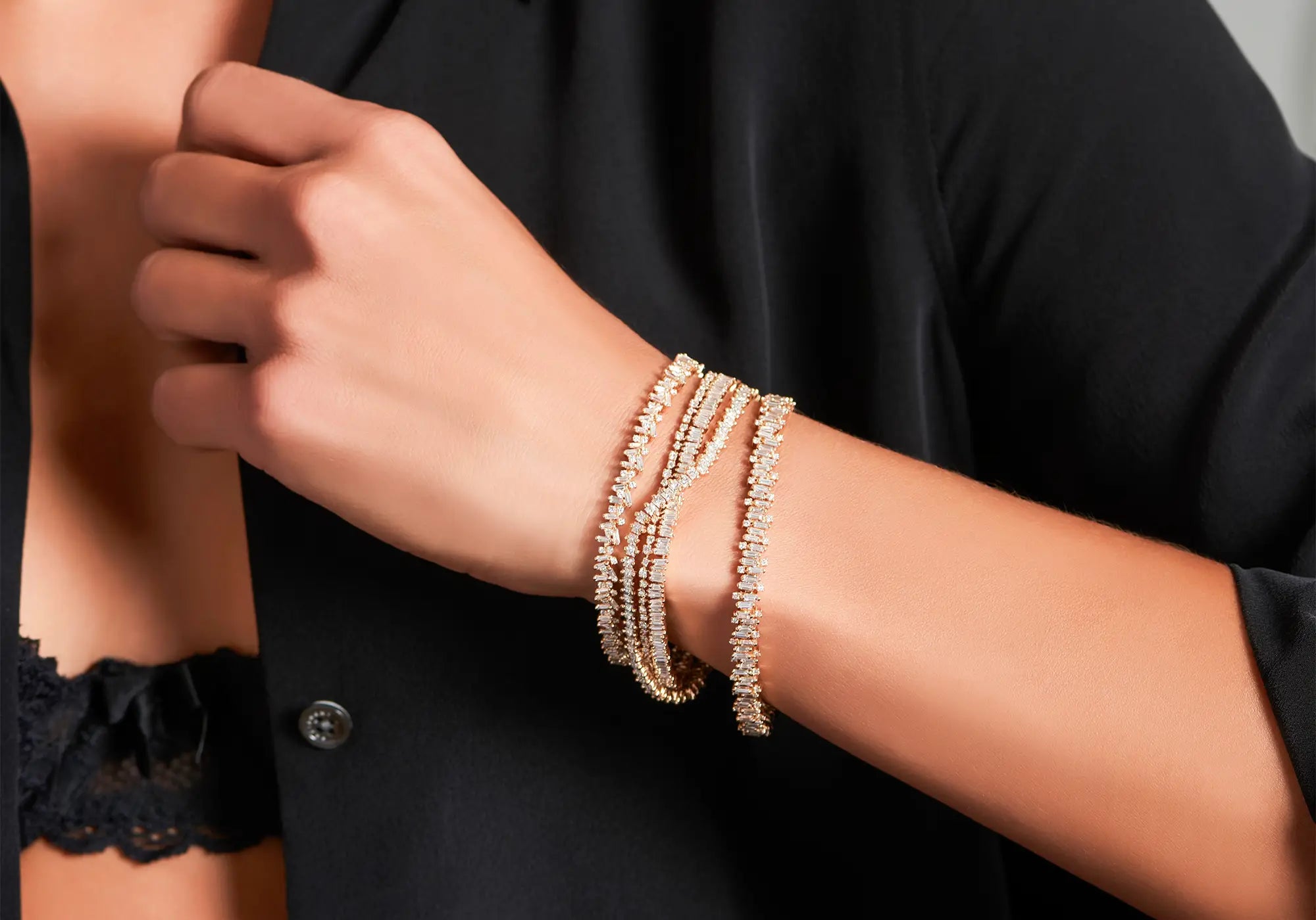 18k baguette tennis bracelets