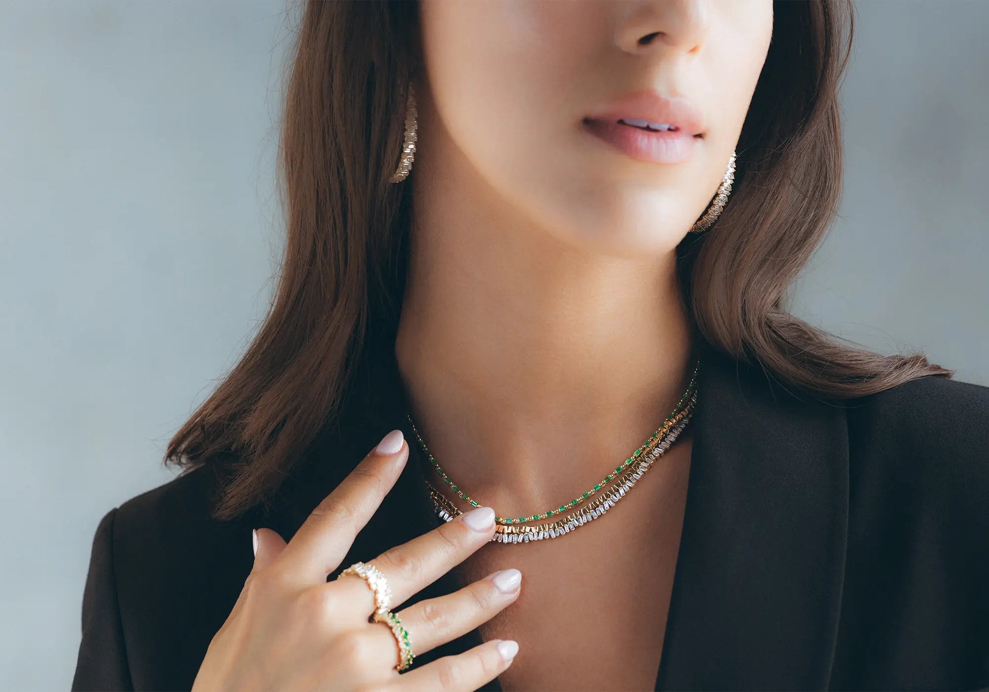 18k emerald tennis necklace