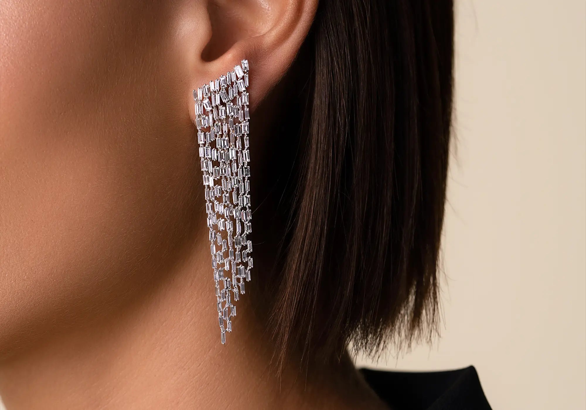 18k baguette diamond earrings