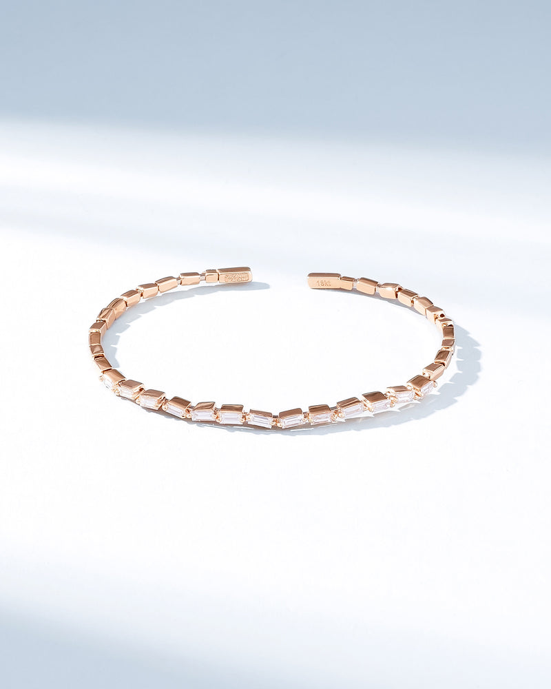 Bold Thin Diamond Bangle in Rose Gold