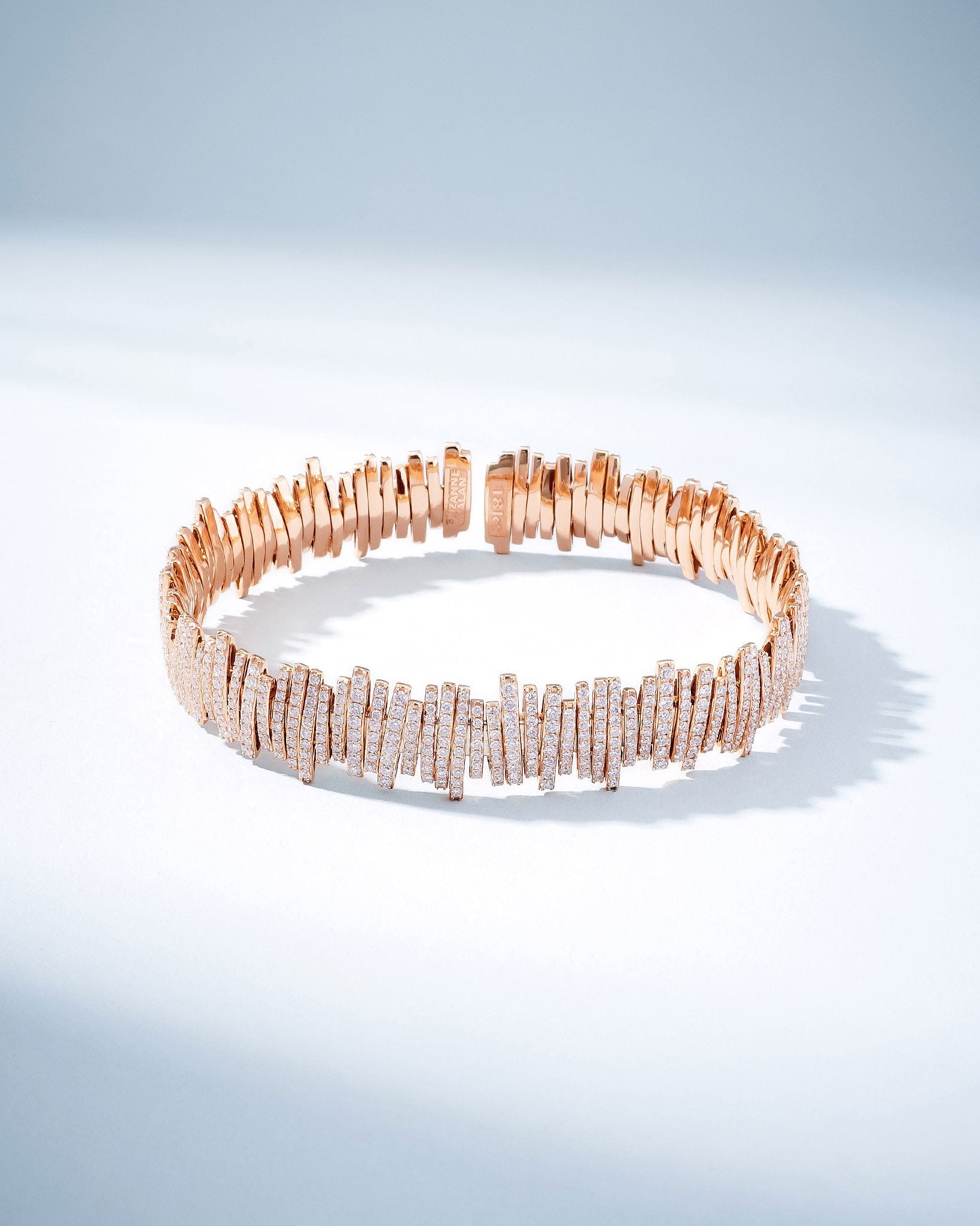 Suzanne Kalan Classic Gold Full Pave Milli Bangle in 18k rose gold