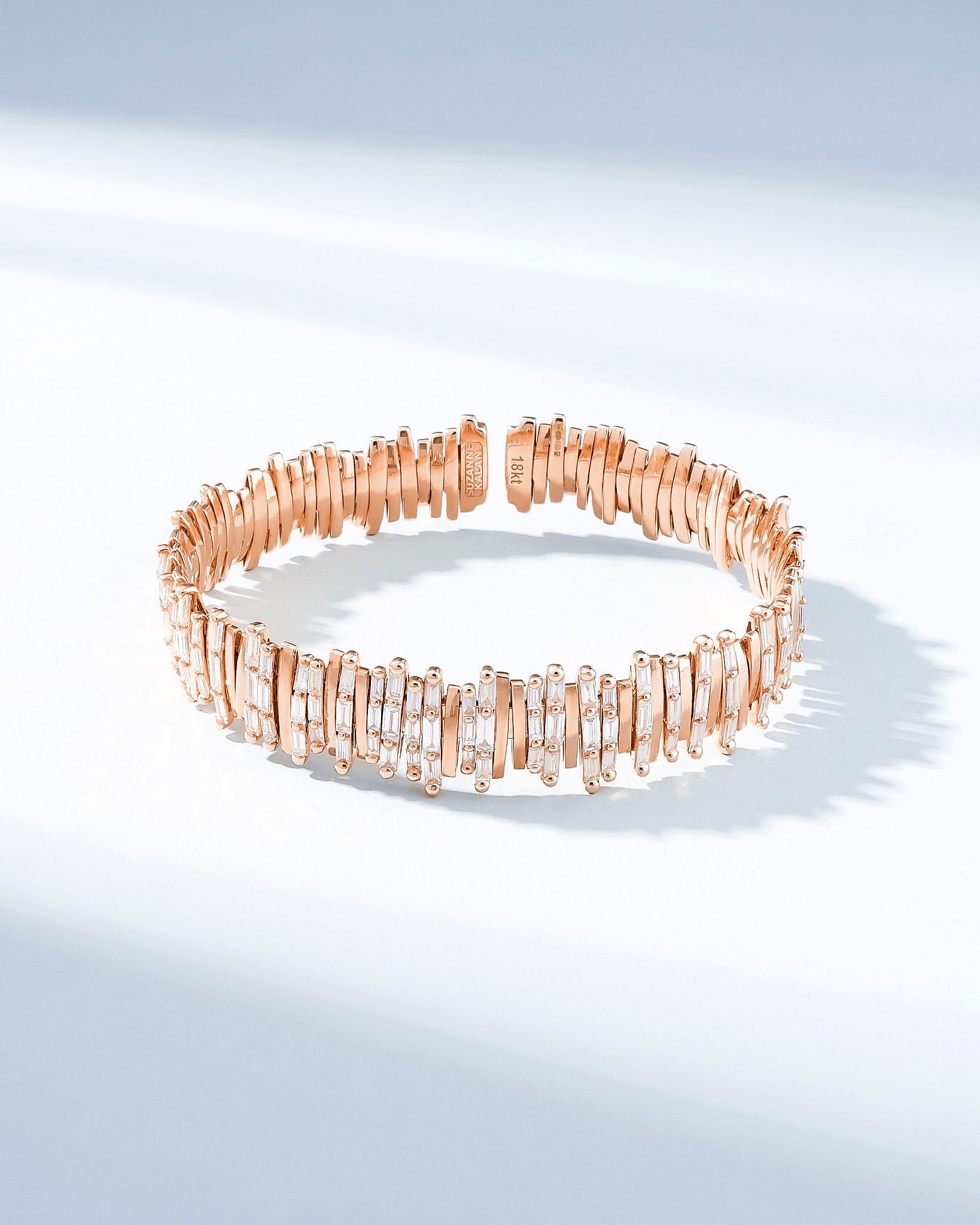 Suzanne Kalan Classic Gold Half Baguette Milli Bangle in 18k rose gold