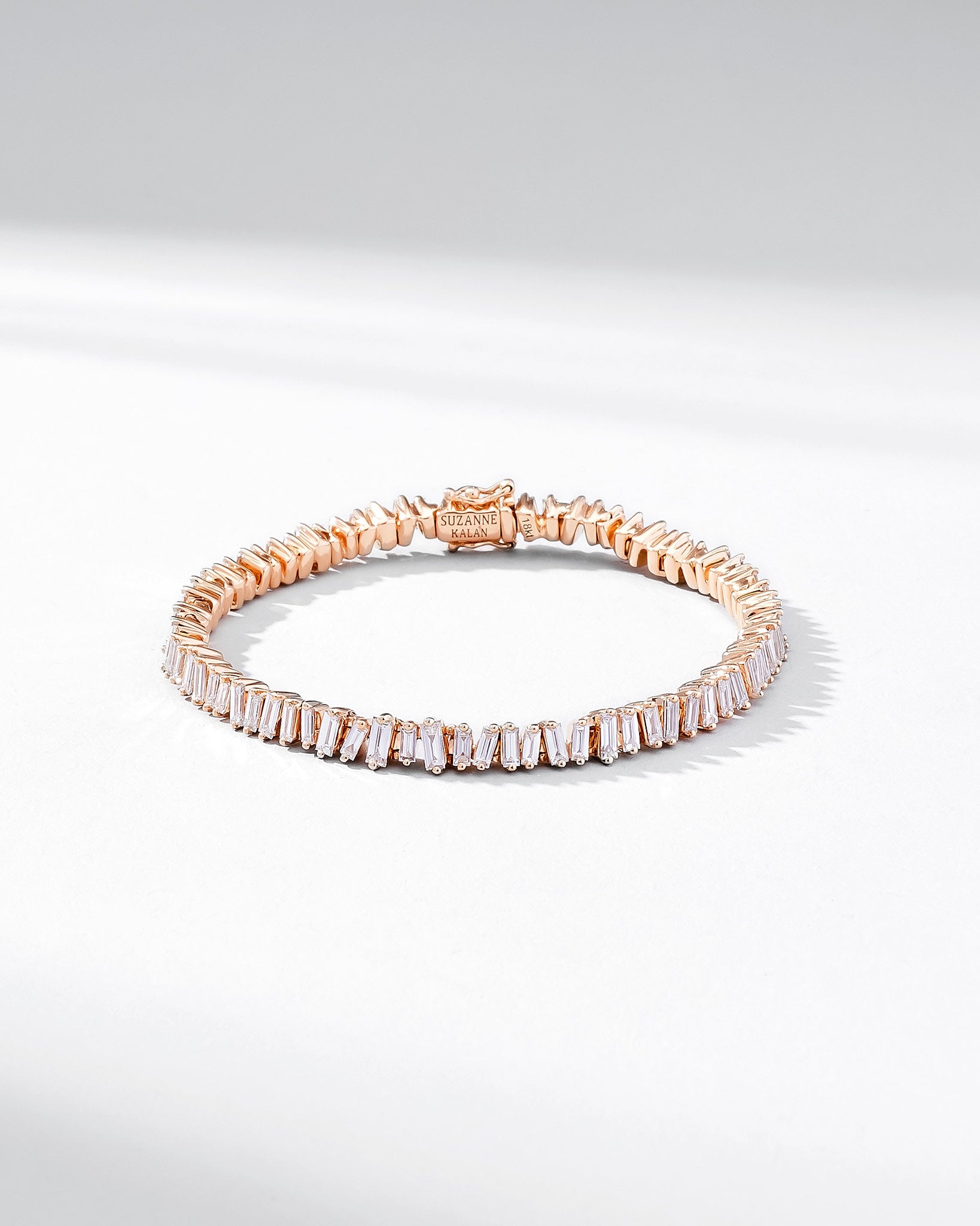 Suzanne Kalan Classic Diamond Baguette Tennis Bracelet in 18k rose gold