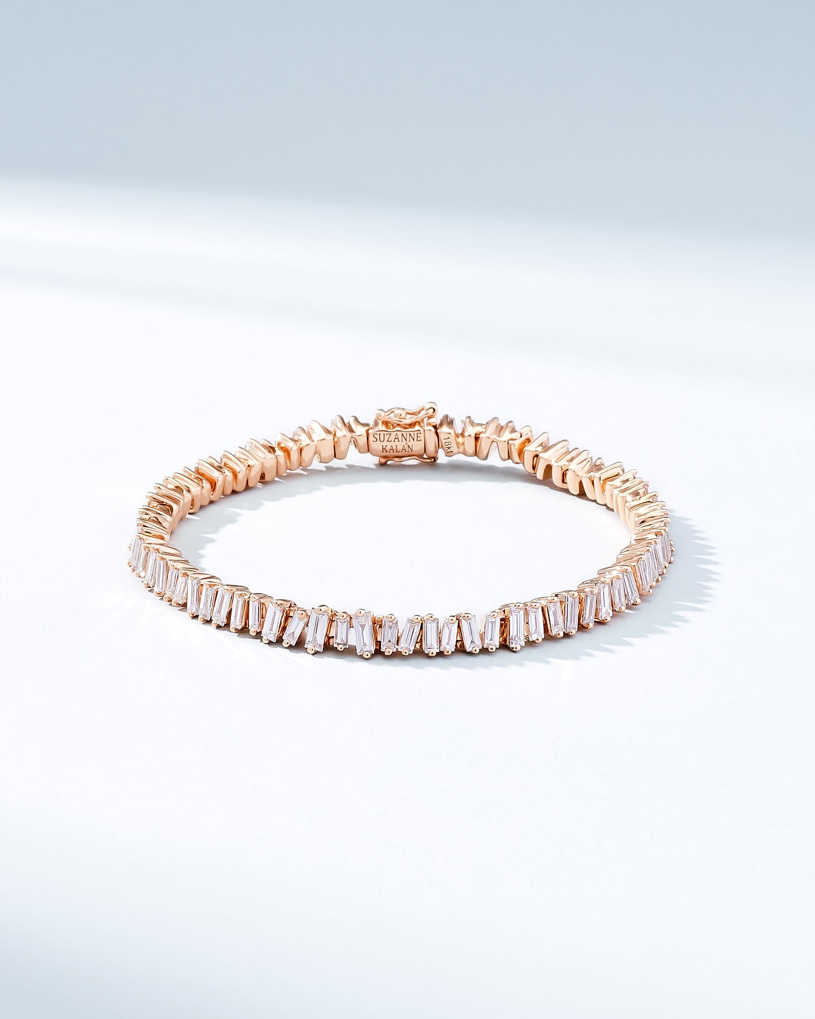 Suzanne Kalan Classic Diamond Baguette Tennis Bracelet in 18k rose gold