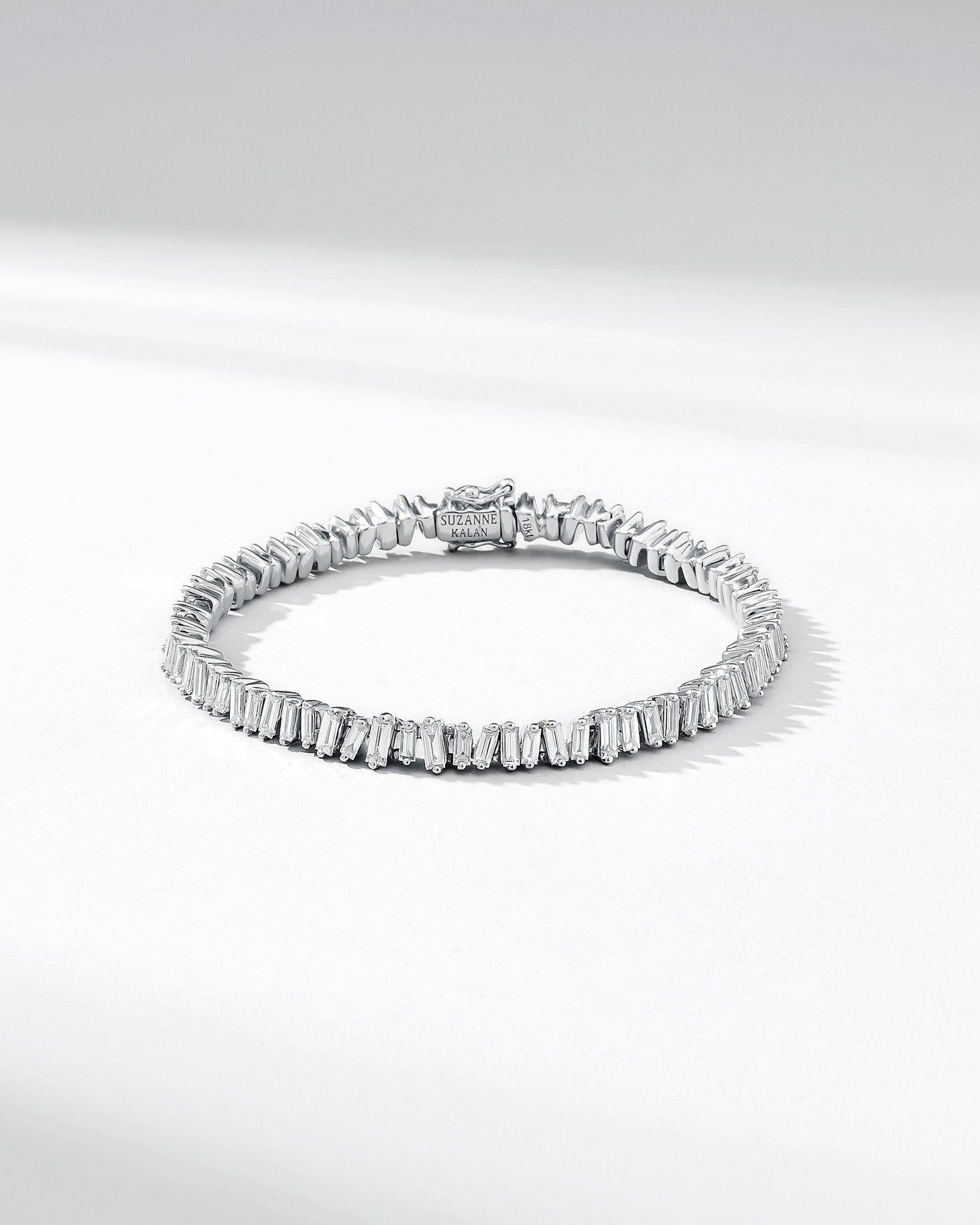 Suzanne Kalan Classic Diamond Baguette Tennis Bracelet in 18k white gold