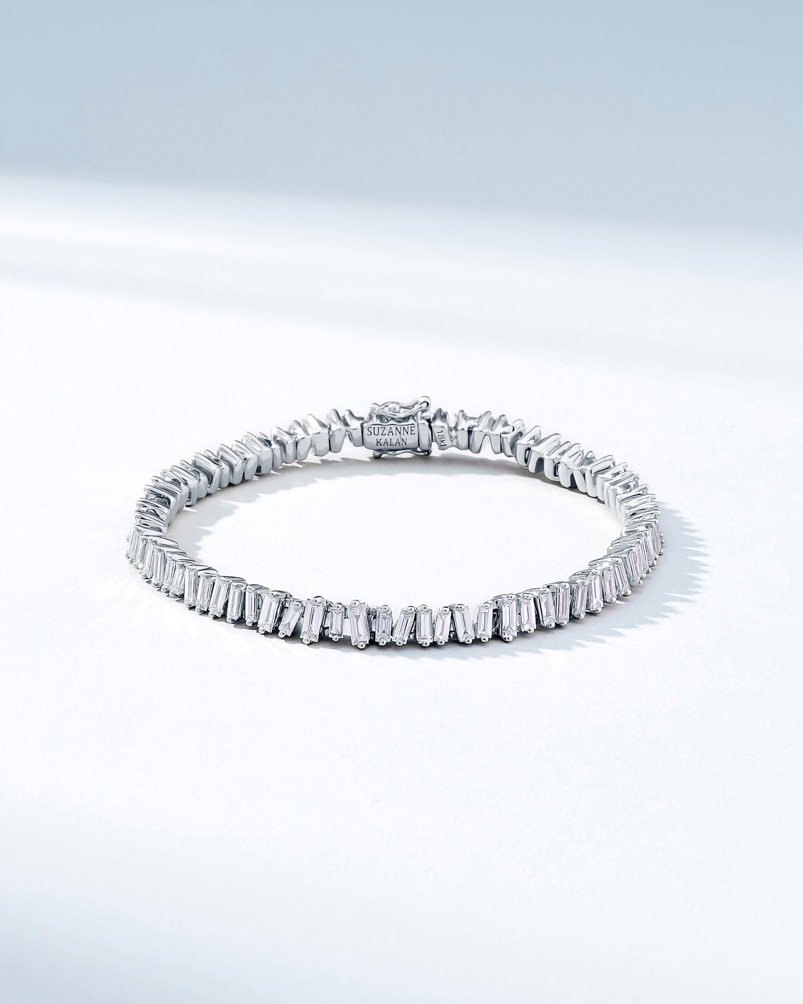 Suzanne Kalan Classic Diamond Baguette Tennis Bracelet in 18k white gold