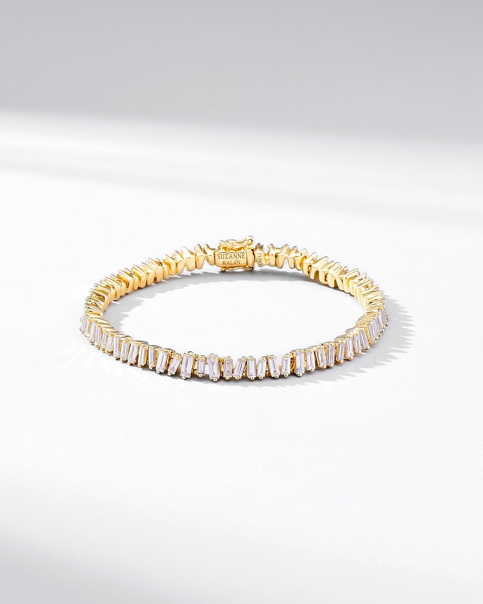 Suzanne Kalan Classic Diamond Baguette Tennis Bracelet in 18k yellow gold