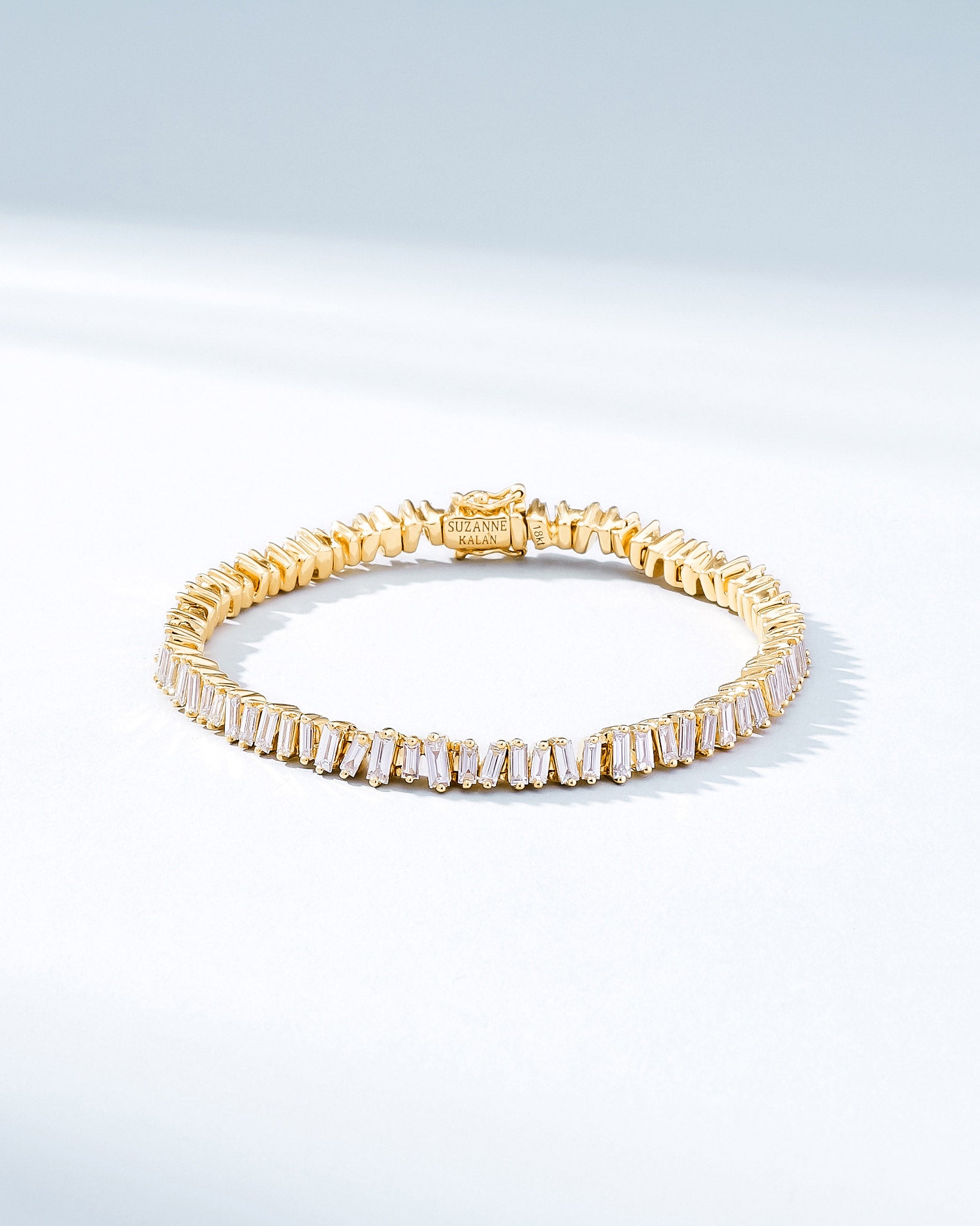 Suzanne Kalan Classic Diamond Baguette Tennis Bracelet in 18k yellow gold