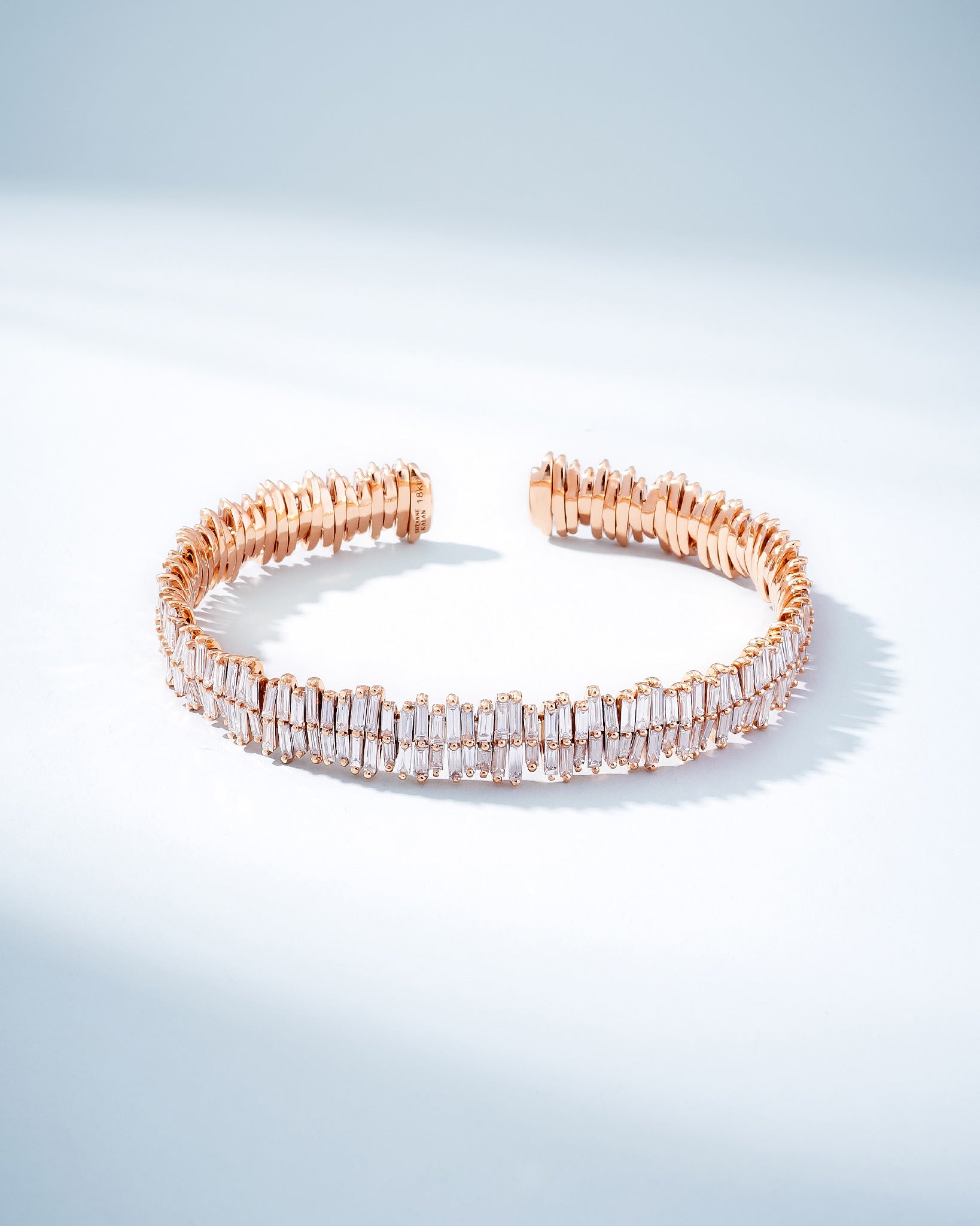 Suzanne Kalan Classic Diamond Double Row Full Baguette Bangle in 18k rose gold