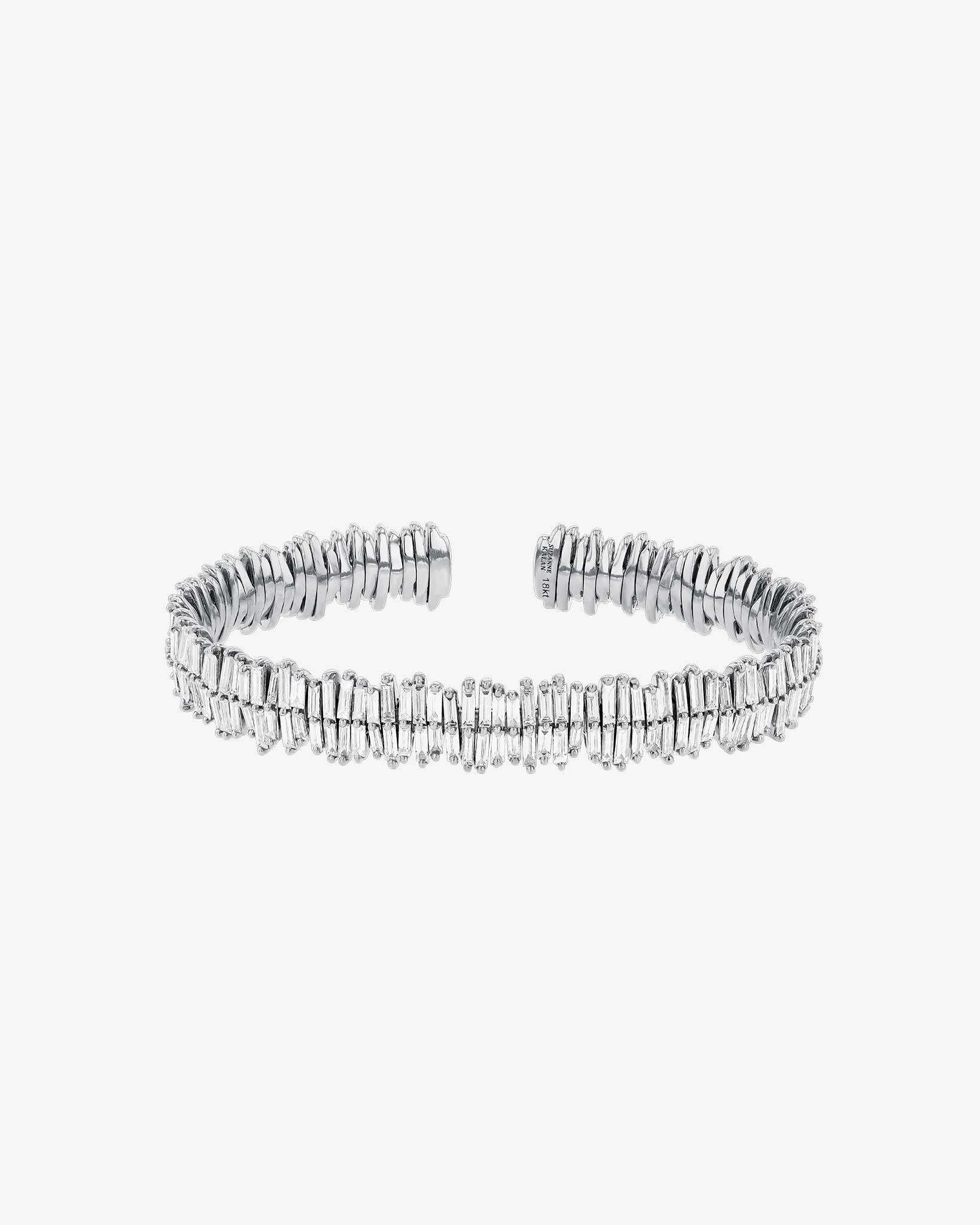 Suzanne Kalan Classic Diamond Double Row Full Baguette Bangle in 18k white gold