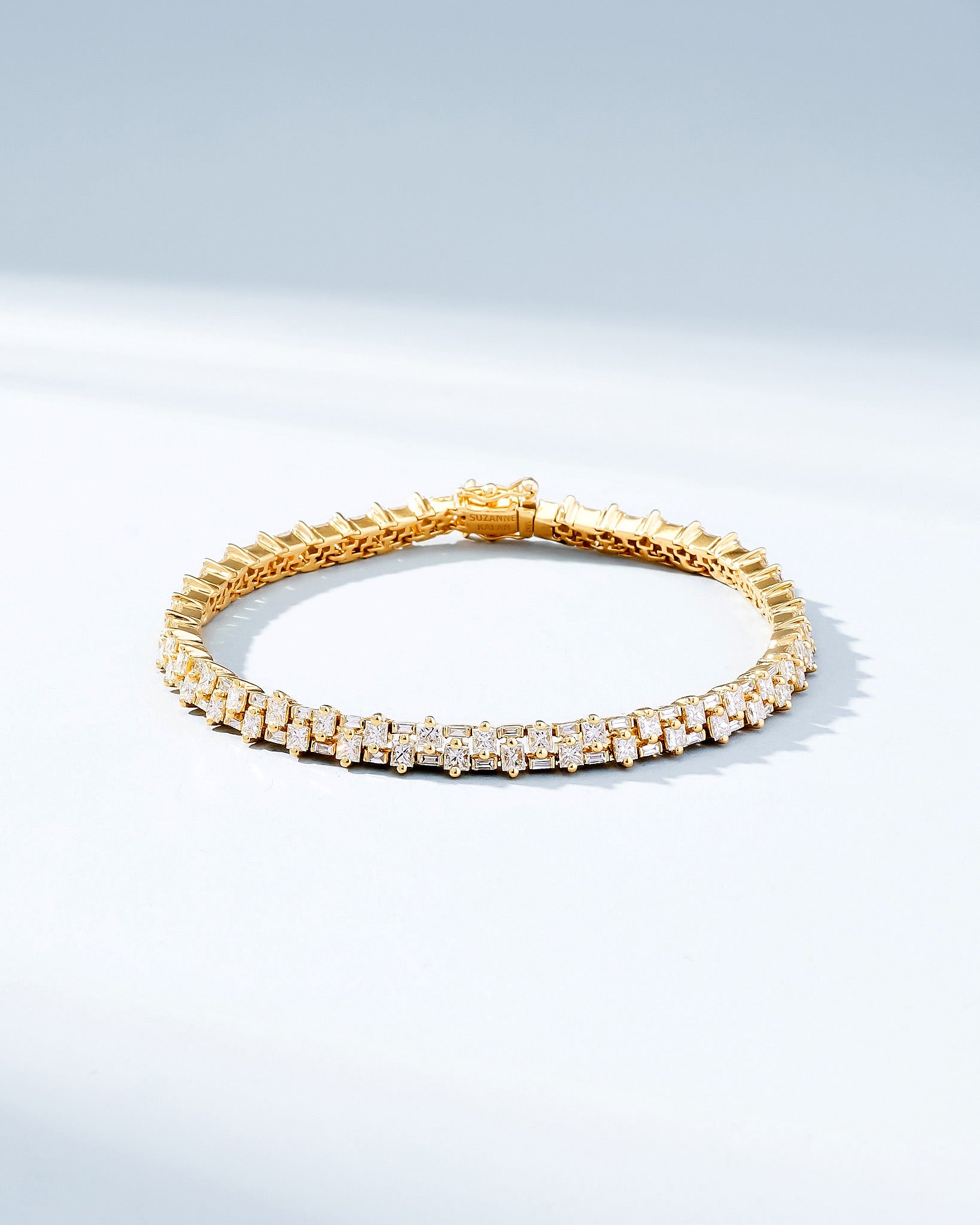 Suzanne Kalan Princess Mini Stack Diamond Tennis Bracelet in 18k yellow gold