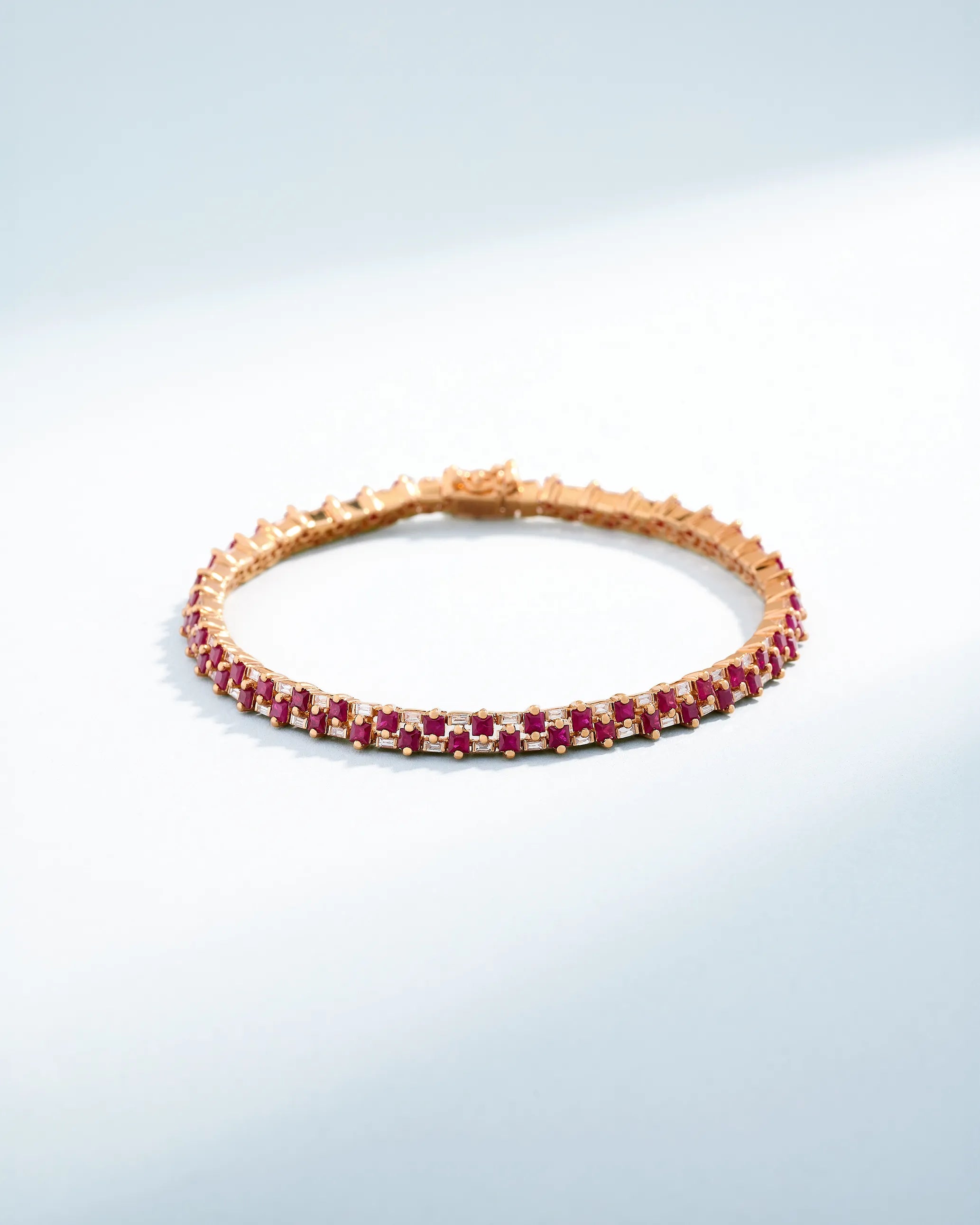 Suzanne Kalan Princess Mini Stack Ruby Tennis Bracelet in 18K rose gold