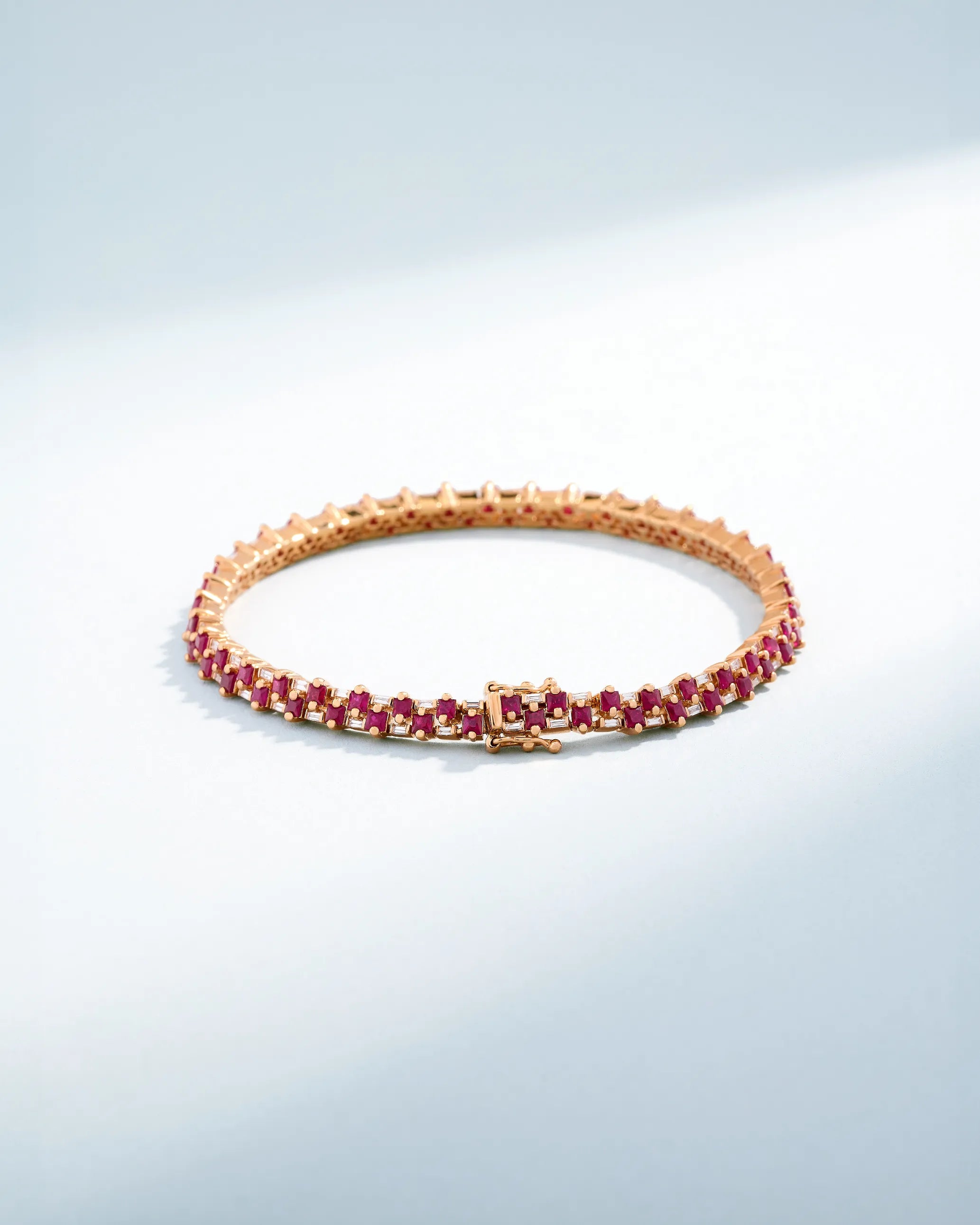 Suzanne Kalan Princess Mini Stack Ruby Tennis Bracelet in 18K rose gold