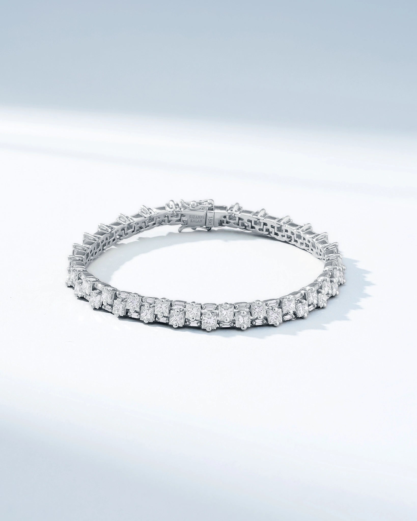 Suzanne Kalan Princess Midi Stack Diamond Tennis Bracelet in 18k white gold