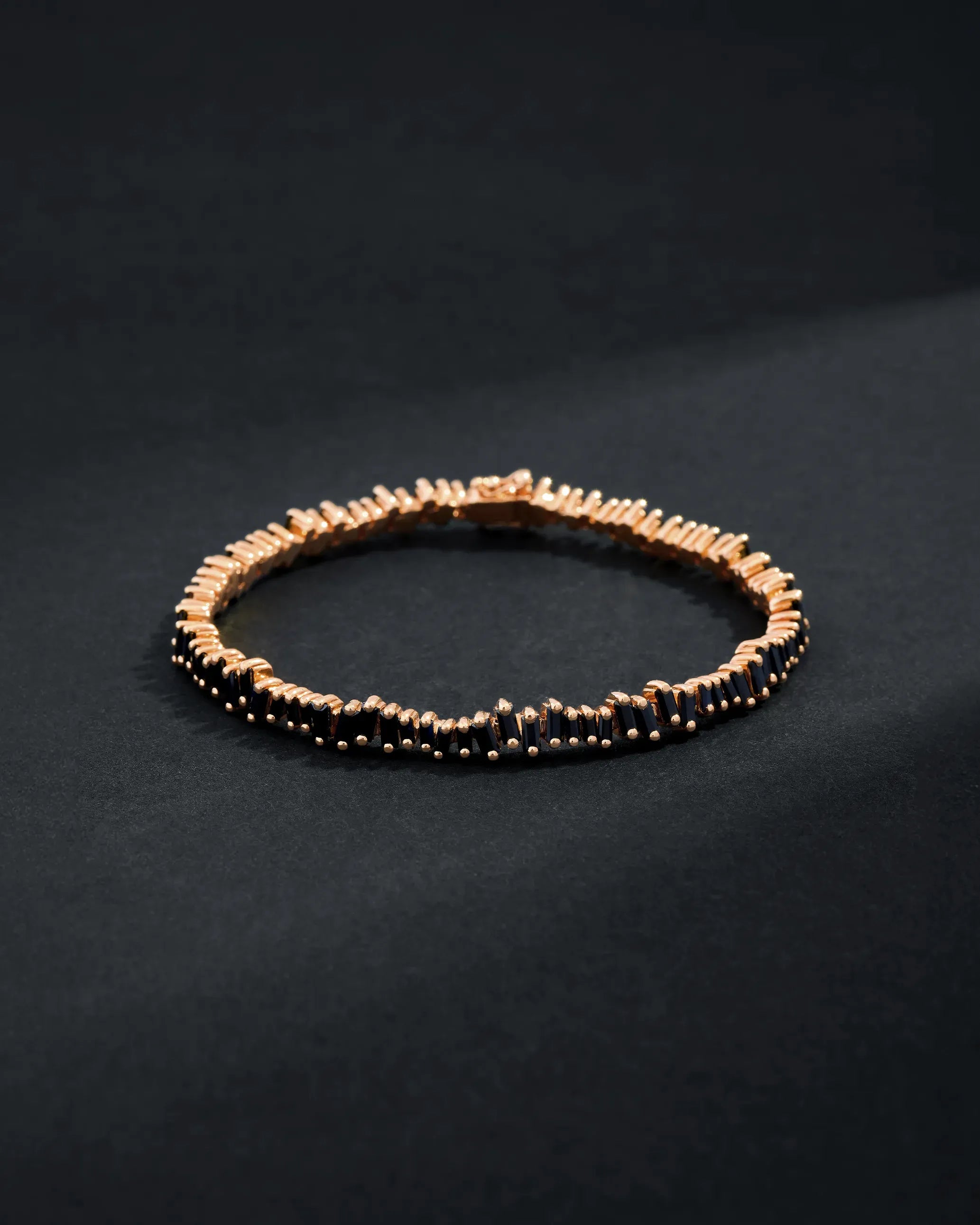 Suzanne Kalan Bold Black Sapphire Tennis Bracelet in 18k rose gold