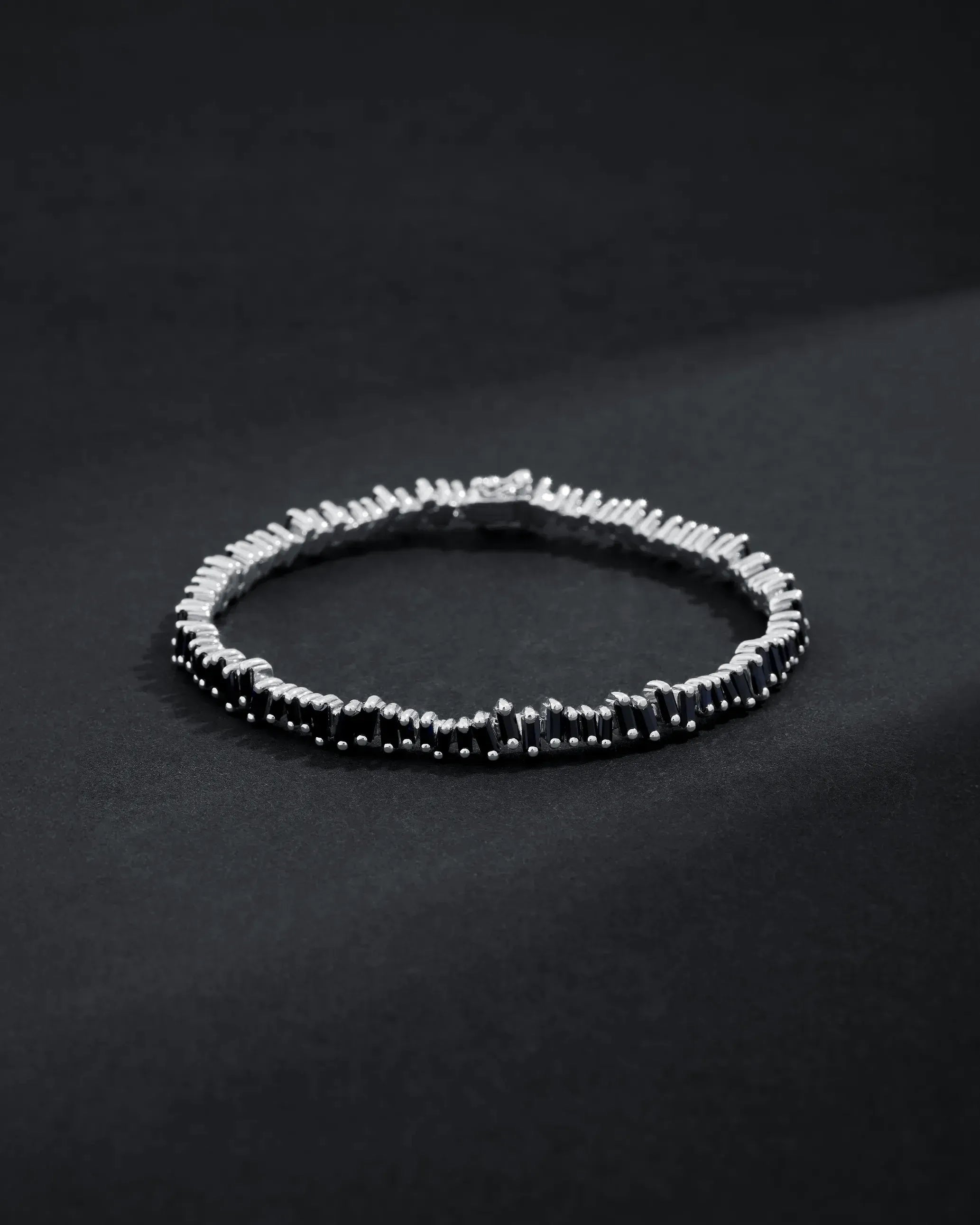 Suzanne Kalan Bold Black Sapphire Tennis Bracelet in 18k white gold
