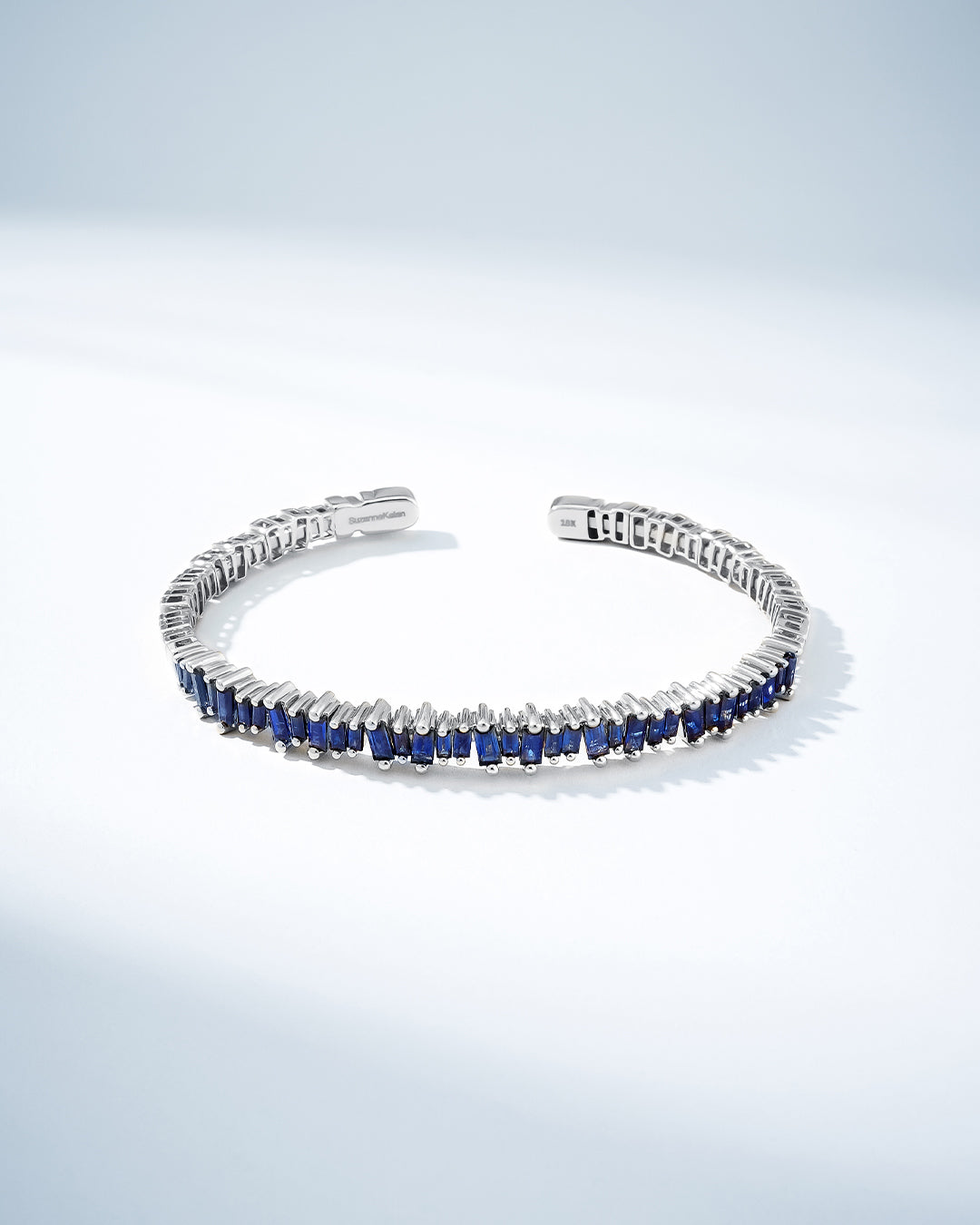 Suzanne Kalan Bold Dark Blue Sapphire Bangle in 18k white gold