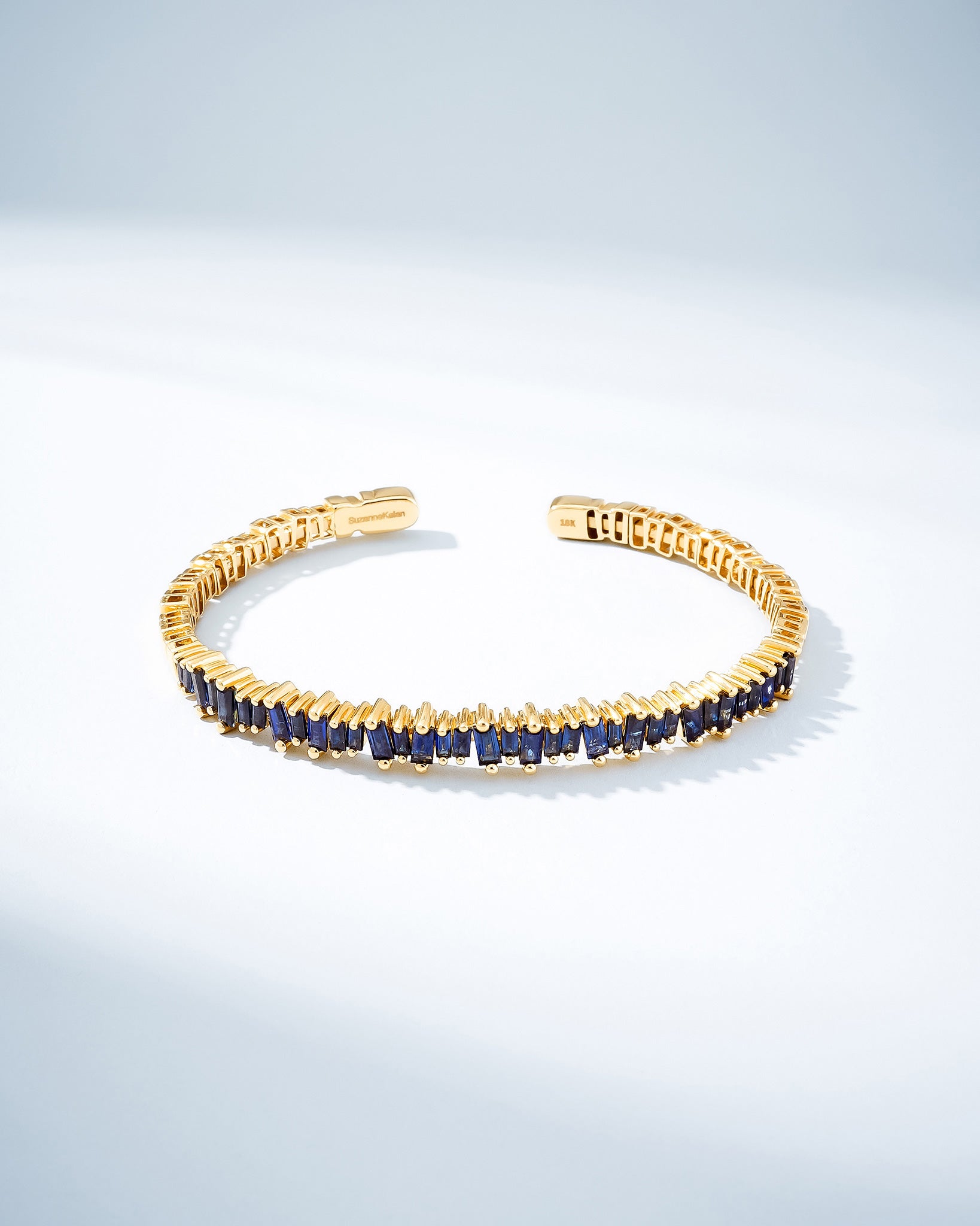 Suzanne Kalan Bold Dark Blue Sapphire Bangle in 18k yellow gold