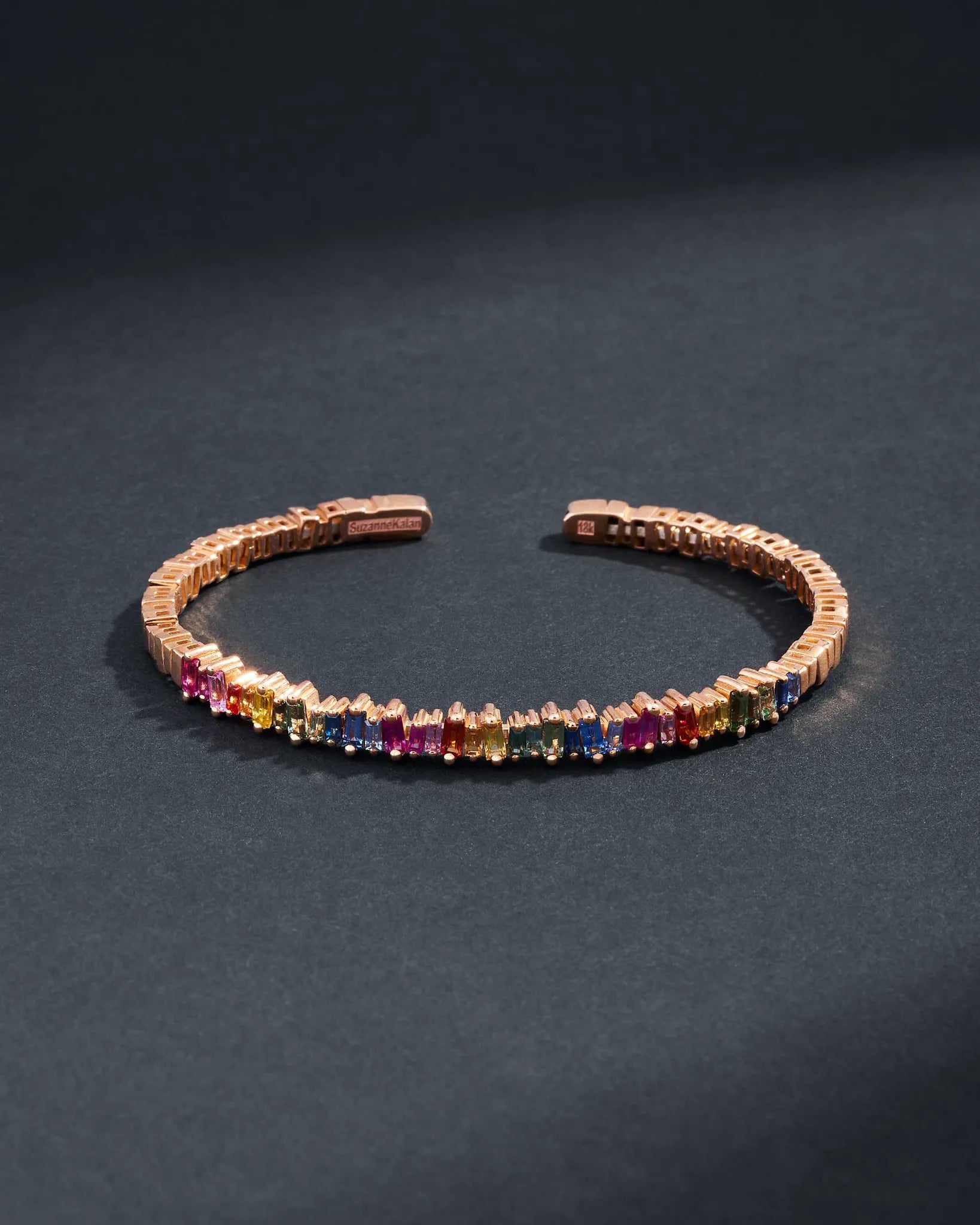 Suzanne Kalan Men's Bold Rainbow Sapphire Bangle in 18k rose gold