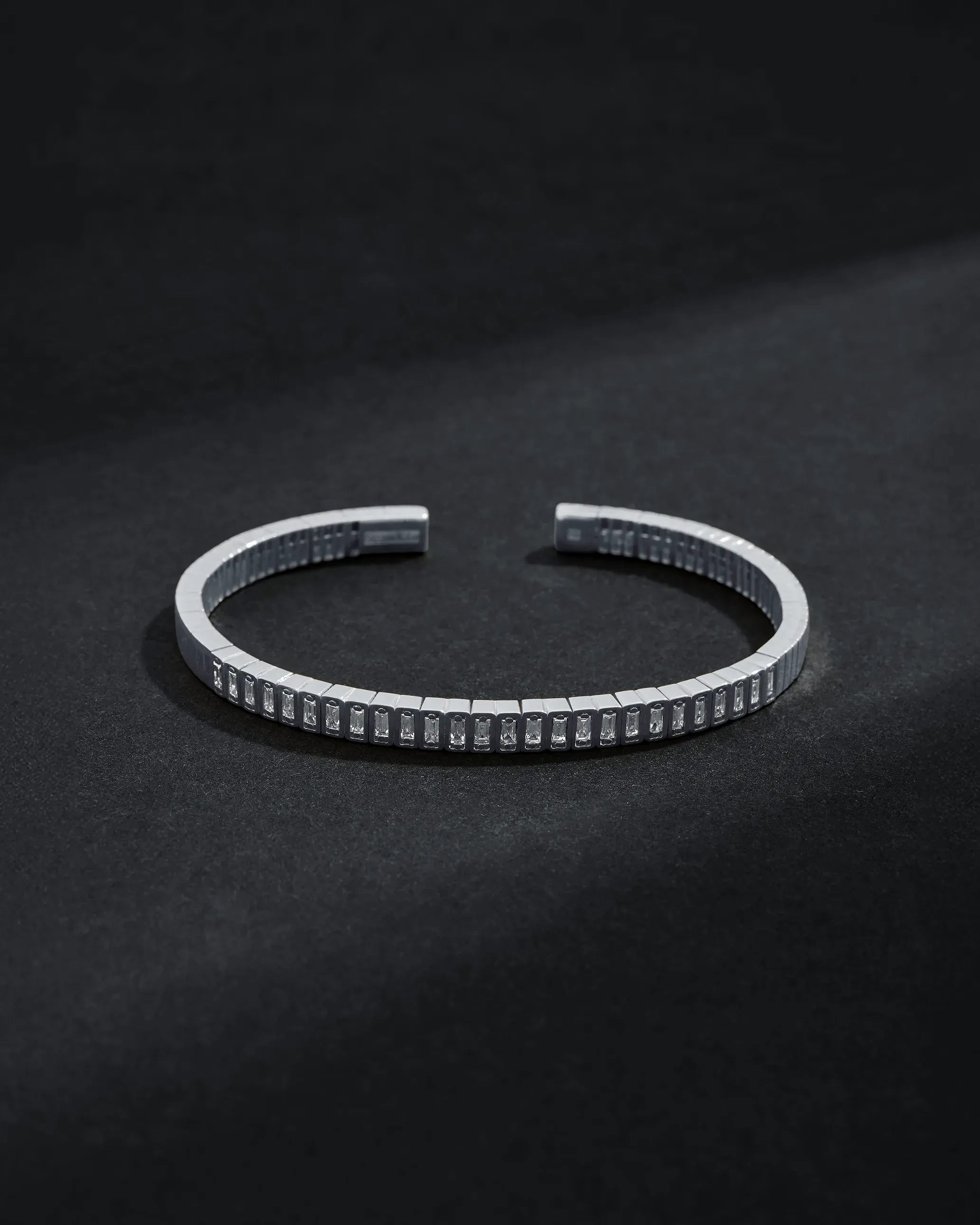 Suzanne Kalan Inlay Small Vertical Diamond Bangle in 18k white gold