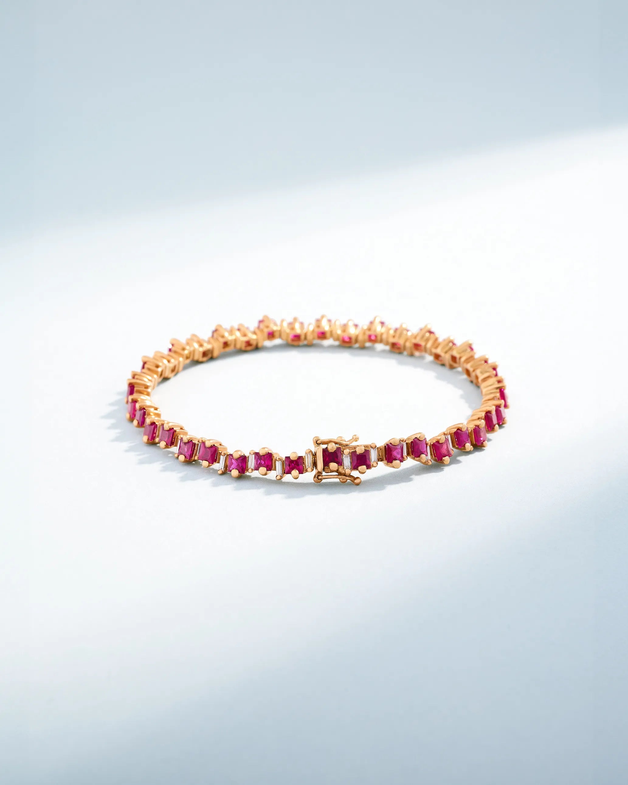 Suzanne Kalan Princess Staggered Ruby Tennis Bracelet in 18k rose gold