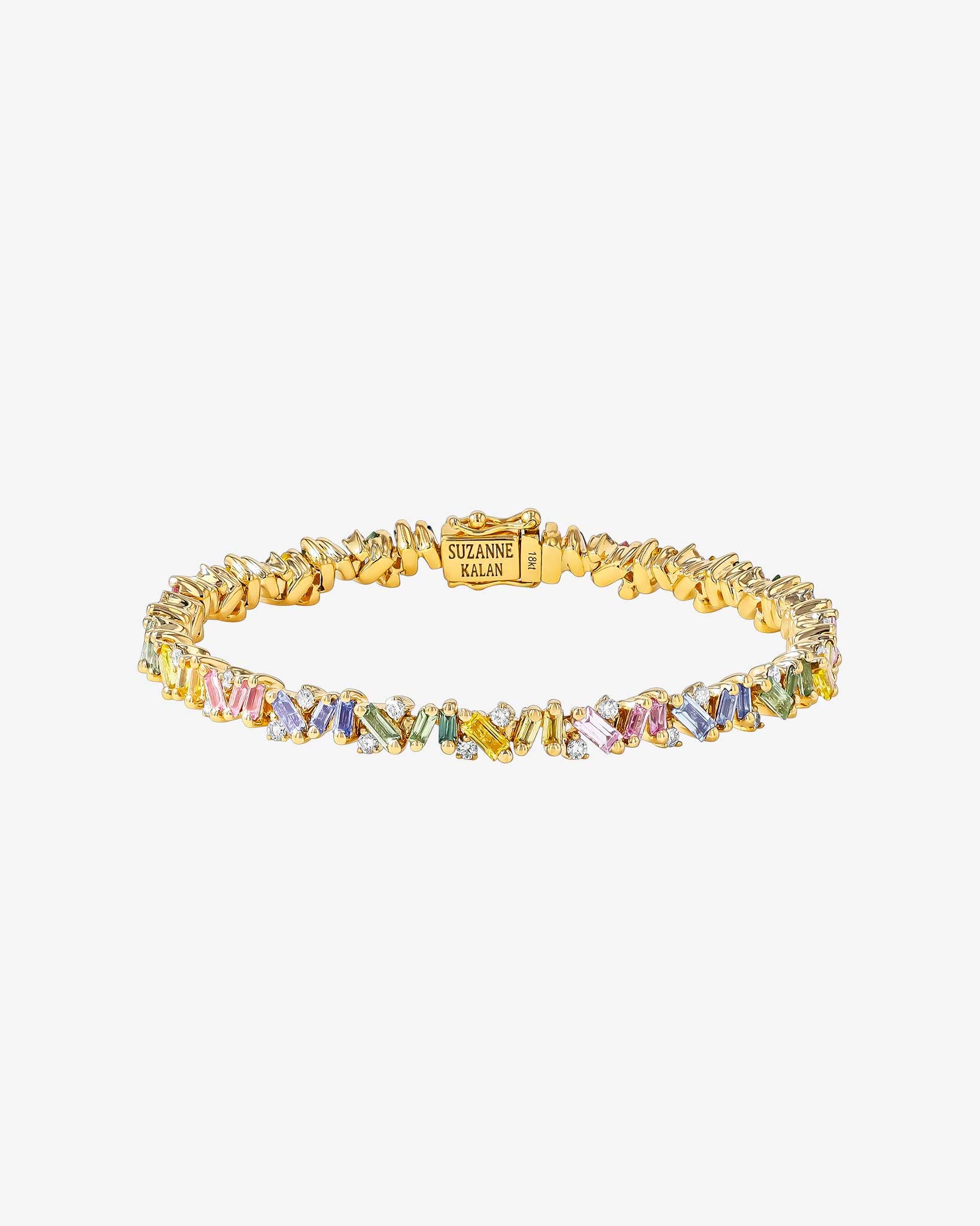 Suzanne Kalan Frenzy Pastel Sapphire Tennis Bracelet in 18k yellow gold