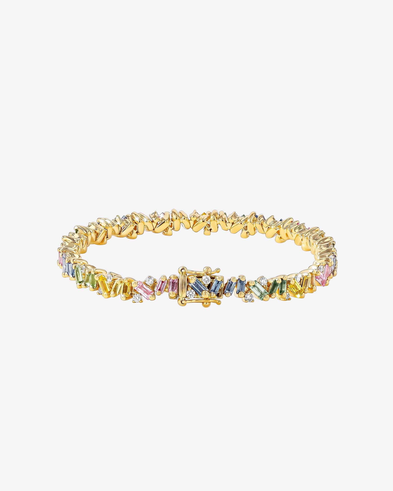 Suzanne Kalan Frenzy Pastel Sapphire Tennis Bracelet in 18k yellow gold