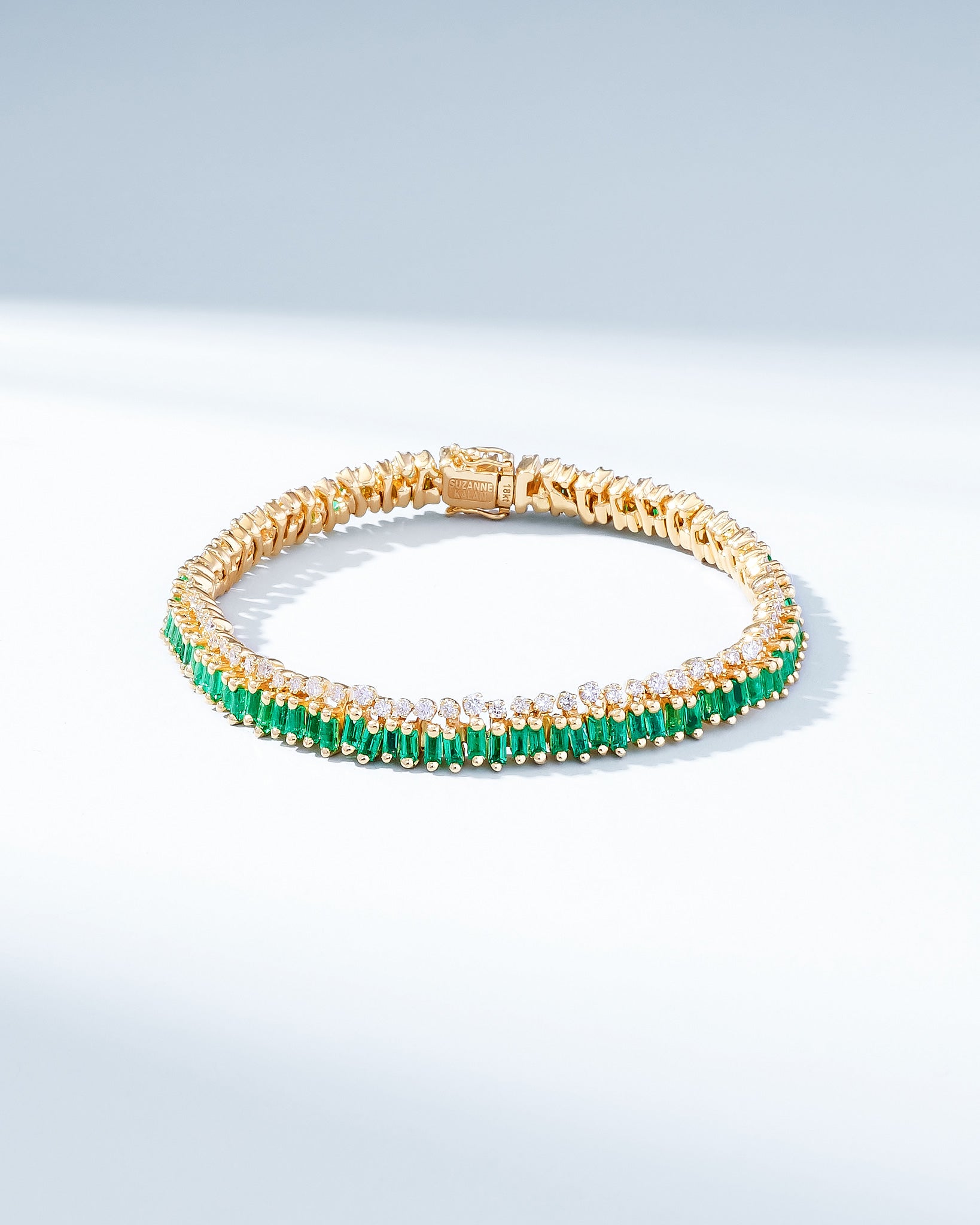 Suzanne Kalan Short Stack Emerald Tennis Bracelet in 18k yellow gold