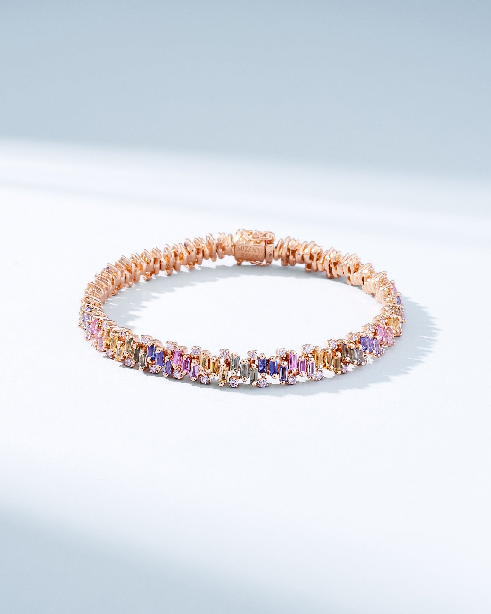 Suzanne Kalan Shimmer Pastel Sapphire Tennis Bracelet in 18k rose gold