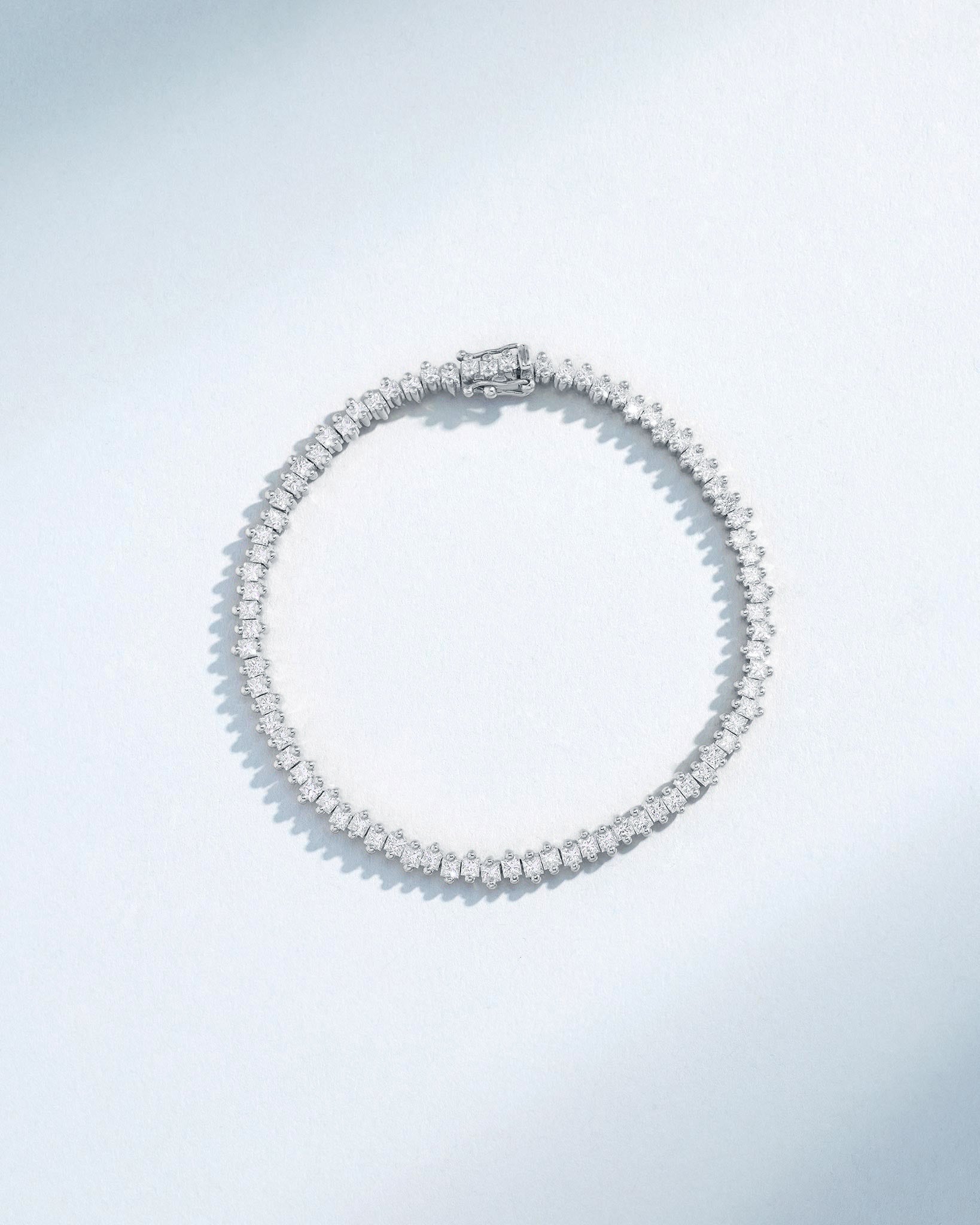 Suzanne Kalan Princess Midi Diamond Tennis Bracelet in 18k white gold