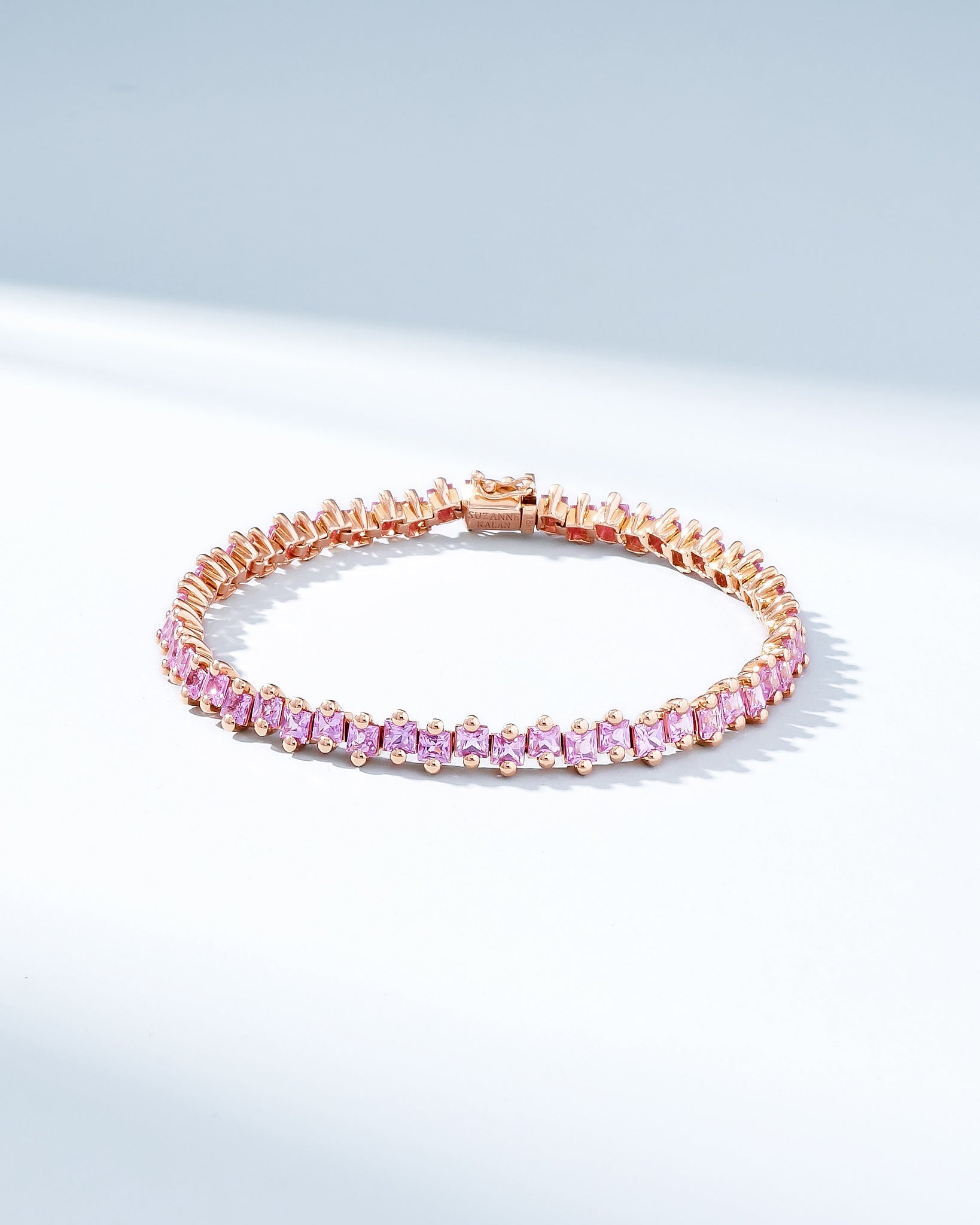 Suzanne Kalan Princess Milli Pink Sapphire Tennis Bracelet in 18k rose gold