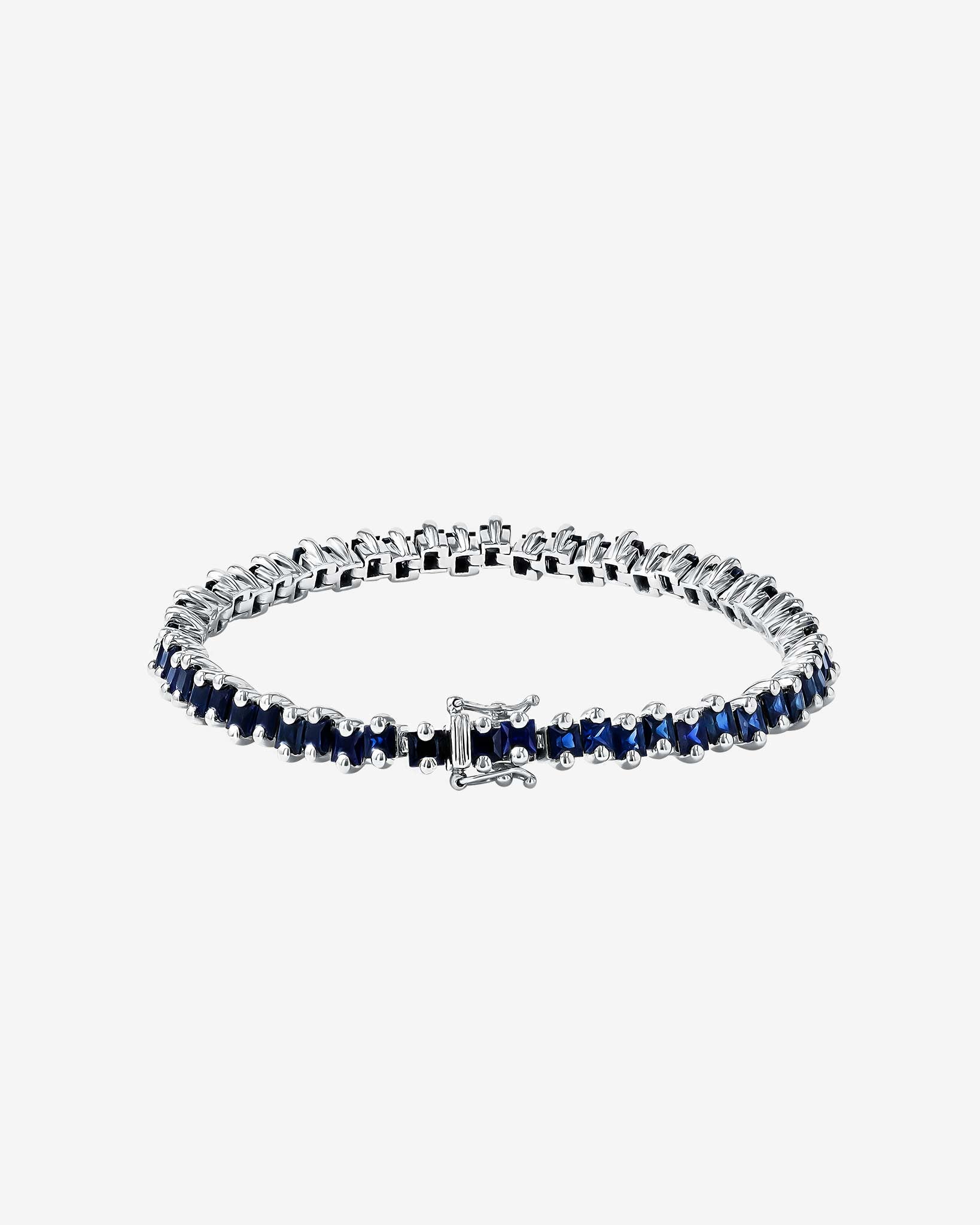 Suzanne Kalan Princess Milli Dark Blue Sapphire Tennis Bracelet in 18k white gold