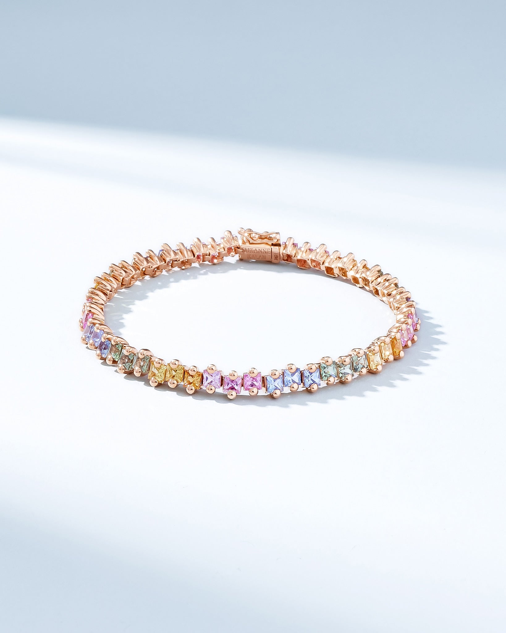 Suzanne Kalan Princess Milli Pastel Sapphire Tennis Bracelet in 18k rose gold