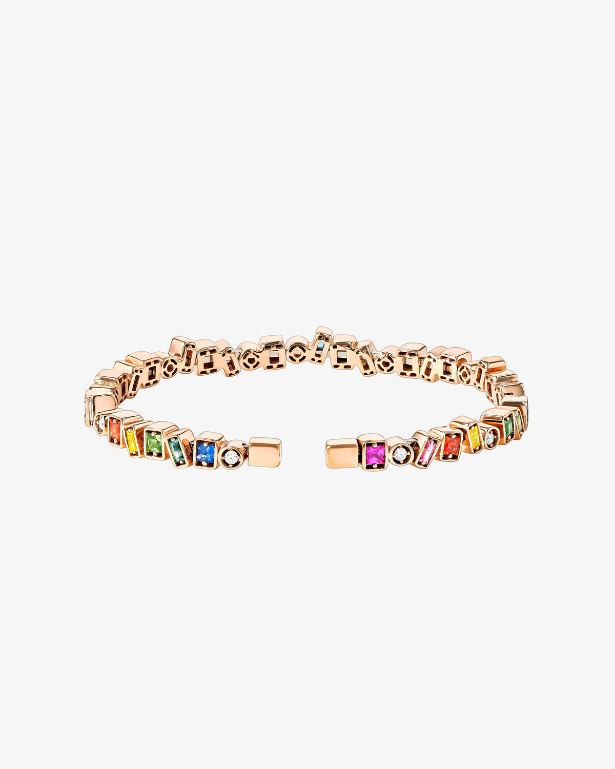 Suzanne Kalan Inlay Frenzy Rainbow Sapphire Bangle in 18k rose gold