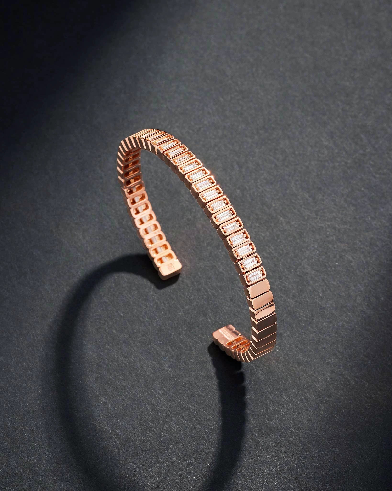 Suzanne Kalan Men's Inlay Large Vertical Diamond Bangle in 18k rose gold
