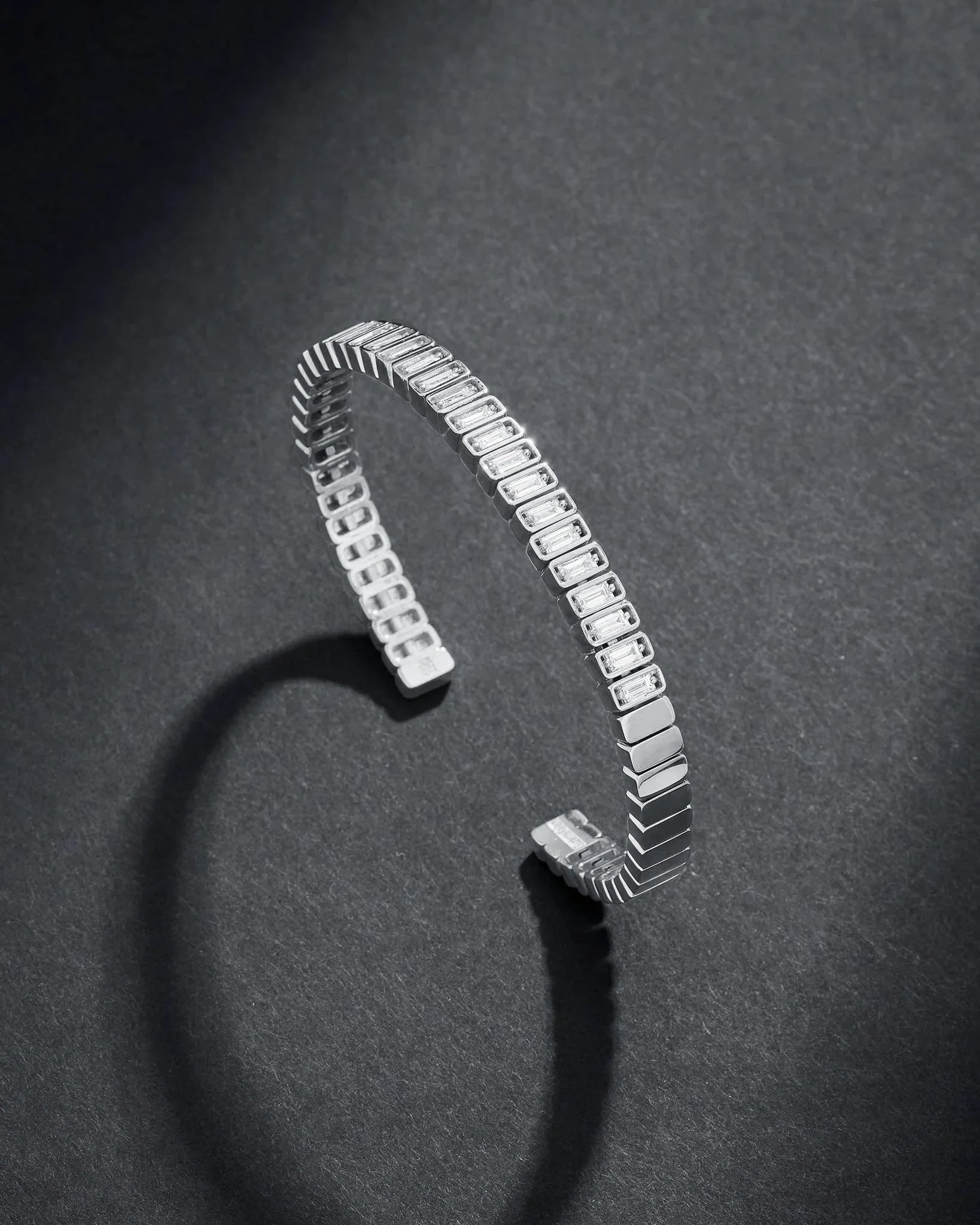 Suzanne Kalan Men's Inlay Large Vertical Diamond Bangle in 18k white gold