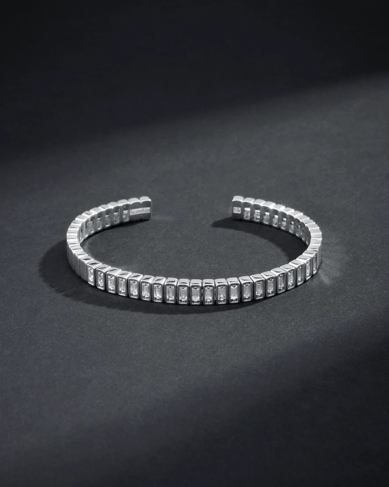 Suzanne Kalan Men's Inlay Large Vertical Diamond Bangle in 18k white gold