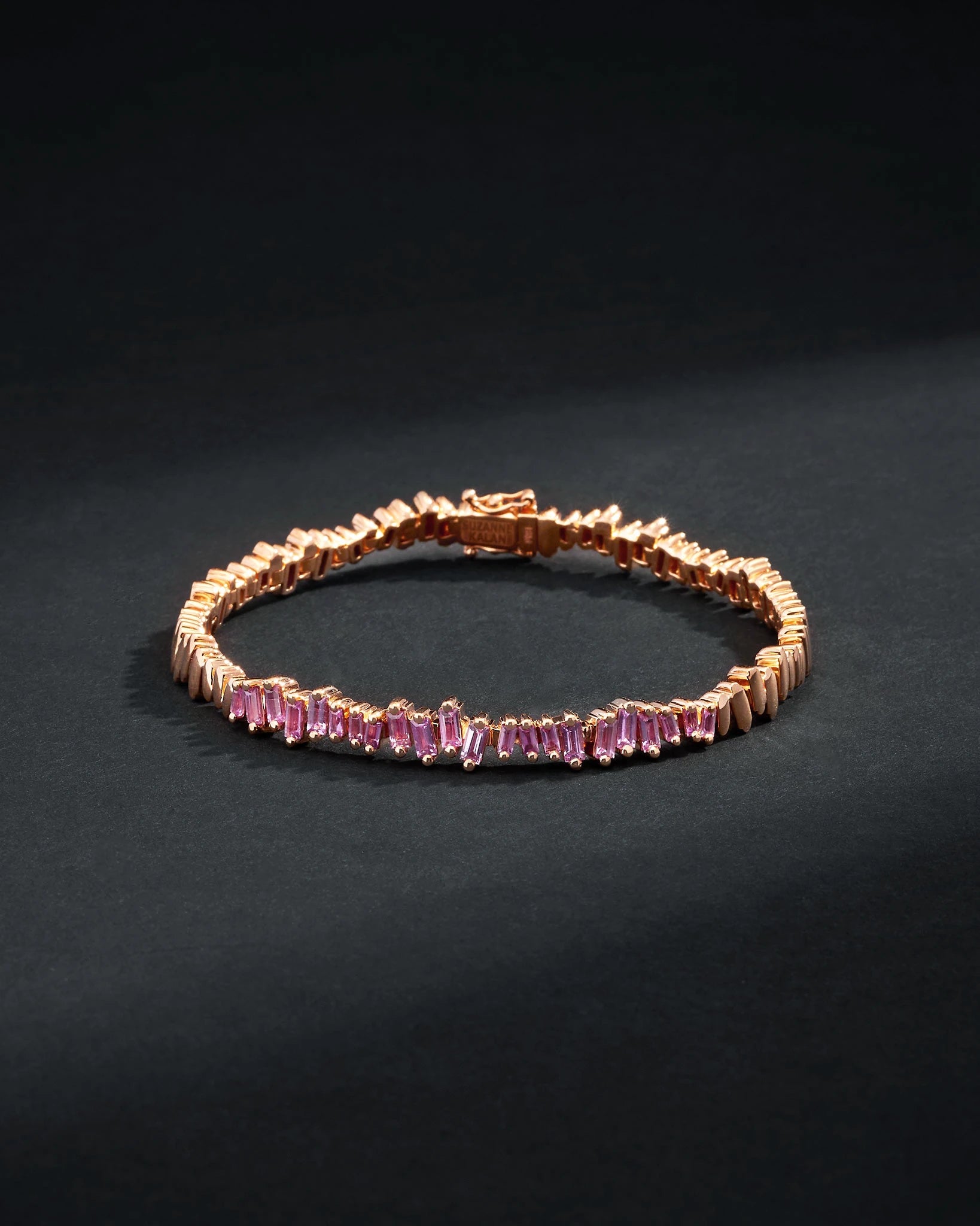 Suzanne Kalan Men's Golden Pink Sapphire ID Bracelet in 18k rose gold