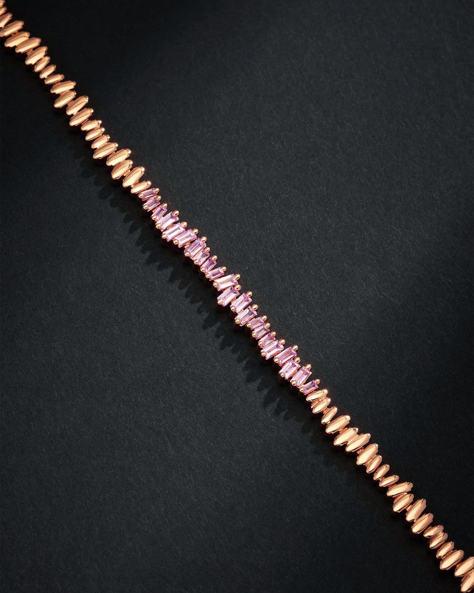 Suzanne Kalan Men's Golden Pink Sapphire ID Bracelet in 18k rose gold
