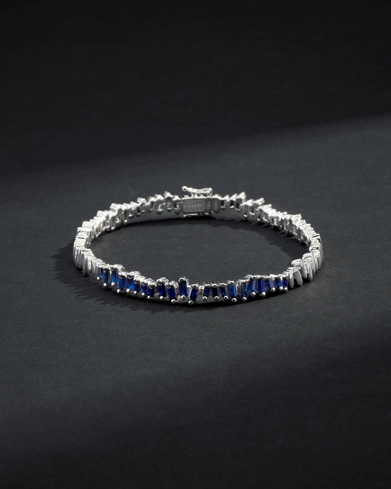 Suzanne Kalan Men's Golden Dark Blue Sapphire ID Bracelet in 18k white gold