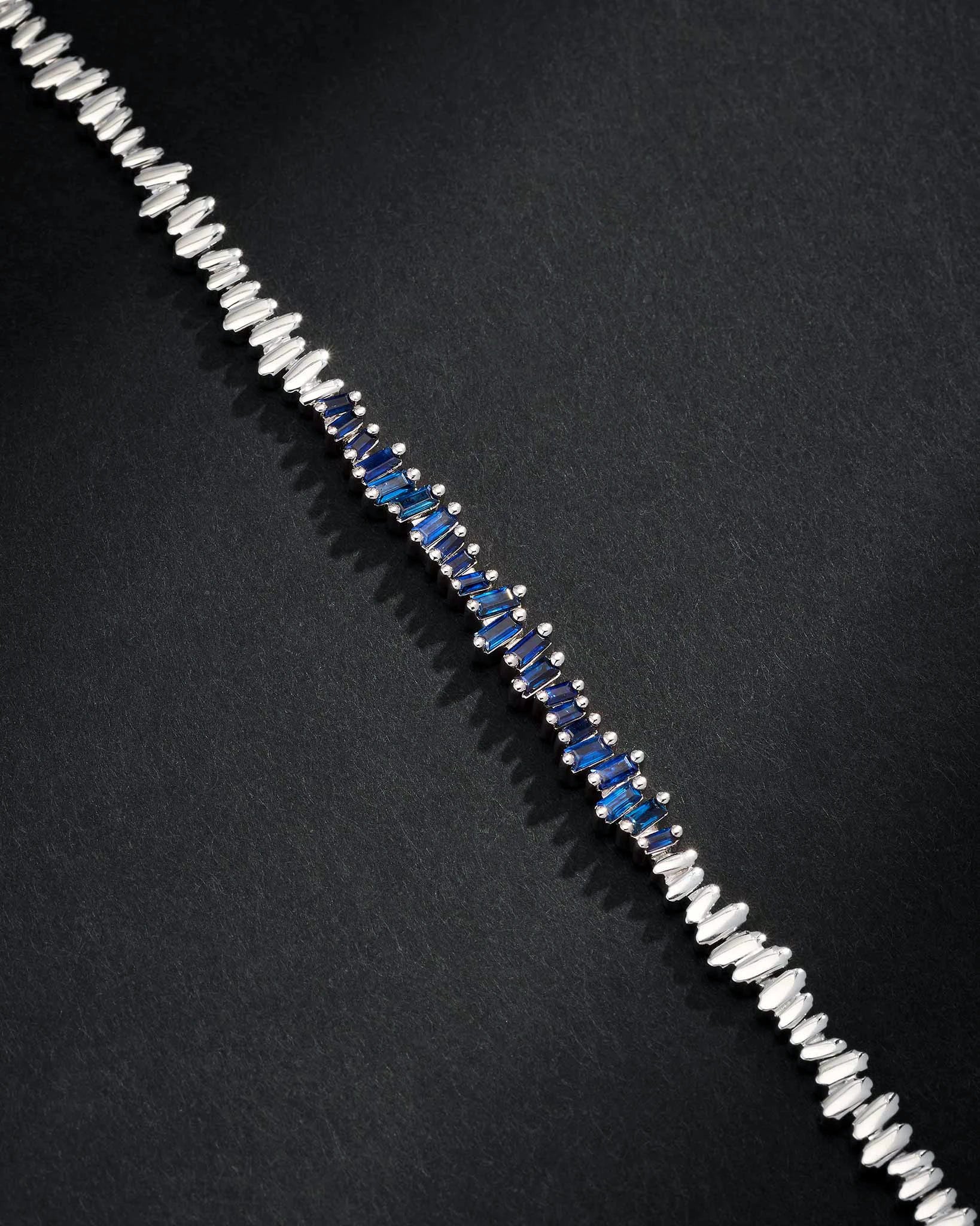Suzanne Kalan Men's Golden Dark Blue Sapphire ID Bracelet in 18k white gold