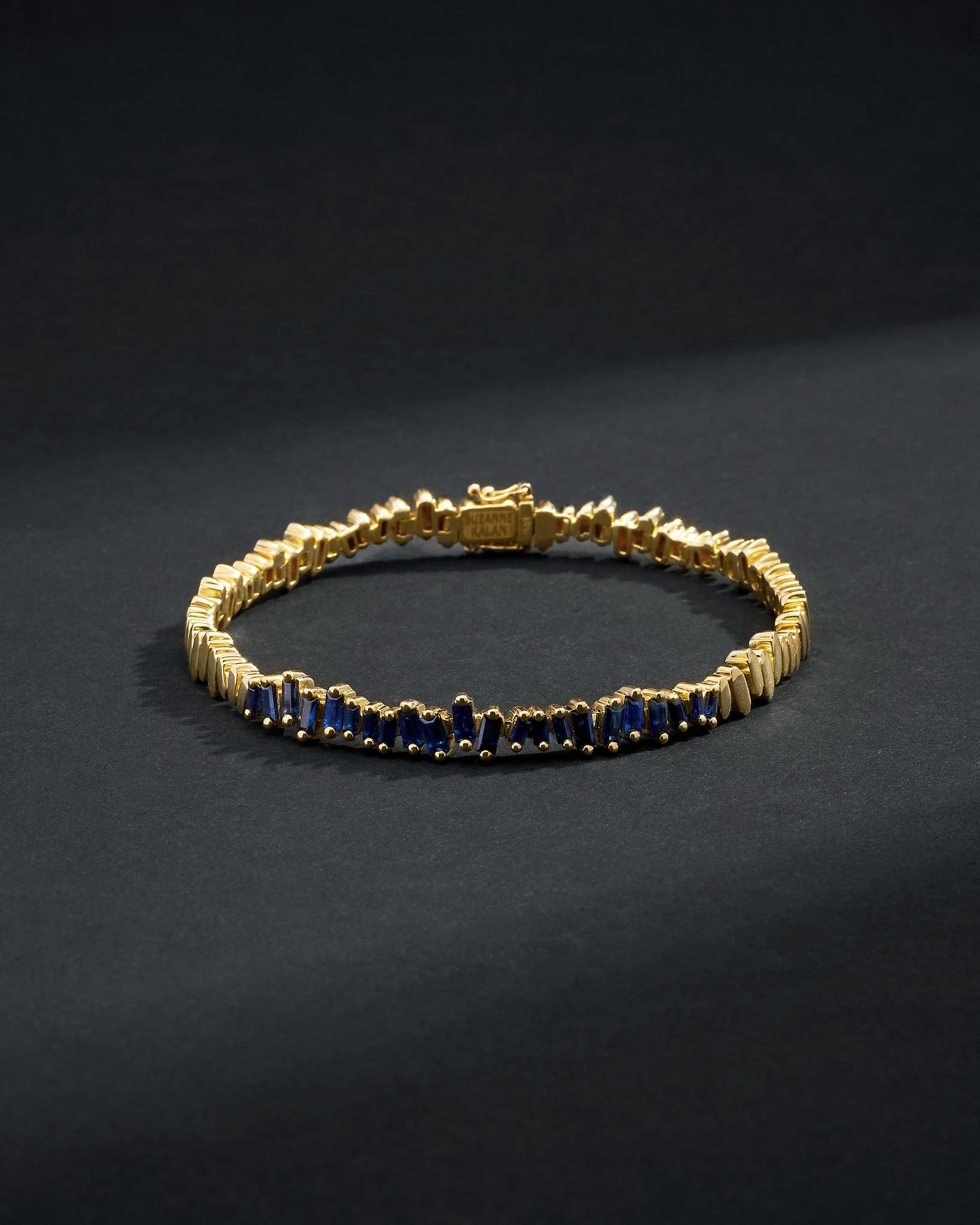 Suzanne Kalan Men's Golden Dark Blue Sapphire ID Bracelet in 18k yellow gold